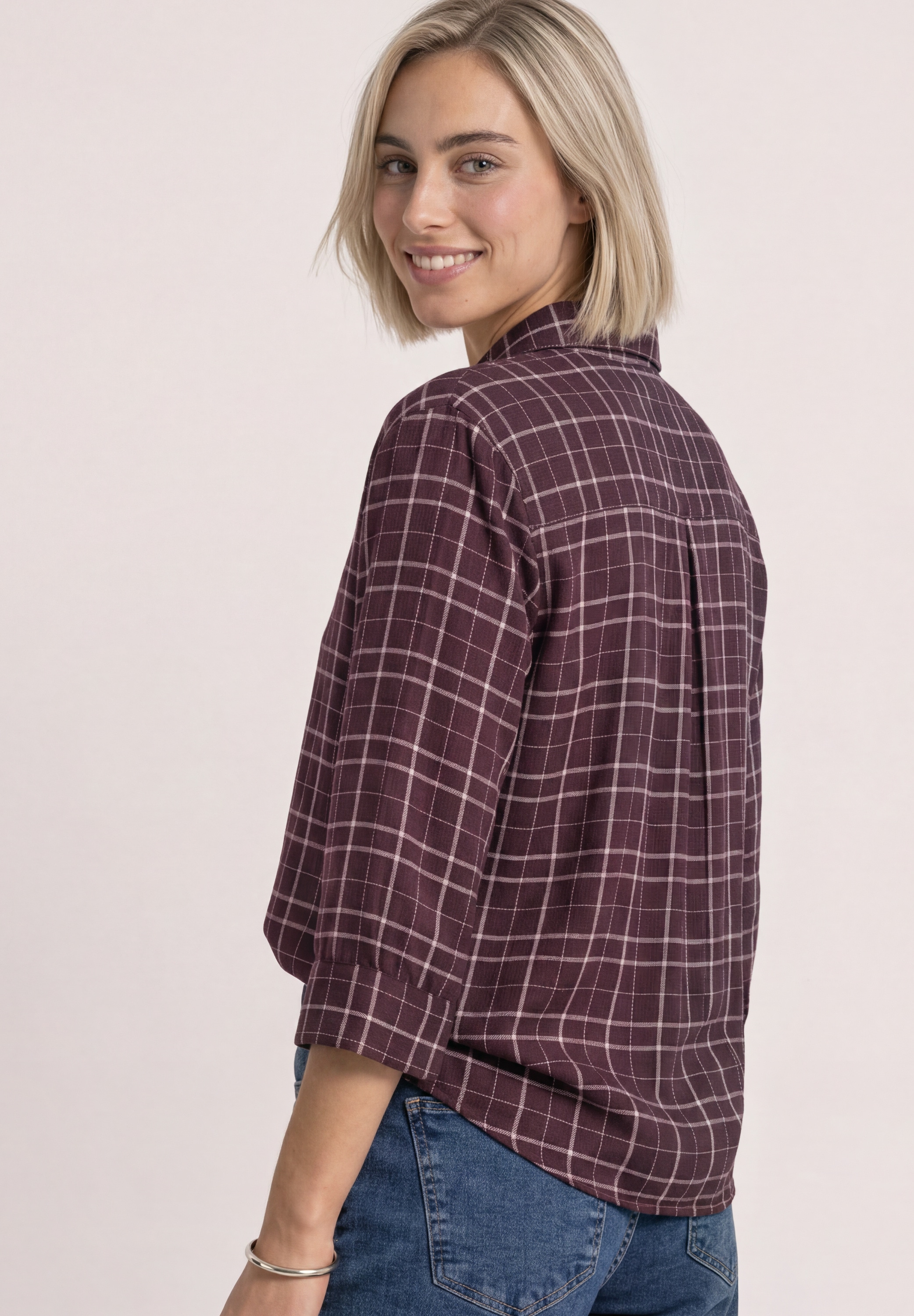 STREET ONE Druckbluse 3/4-Arm Hemdbluse / kariert