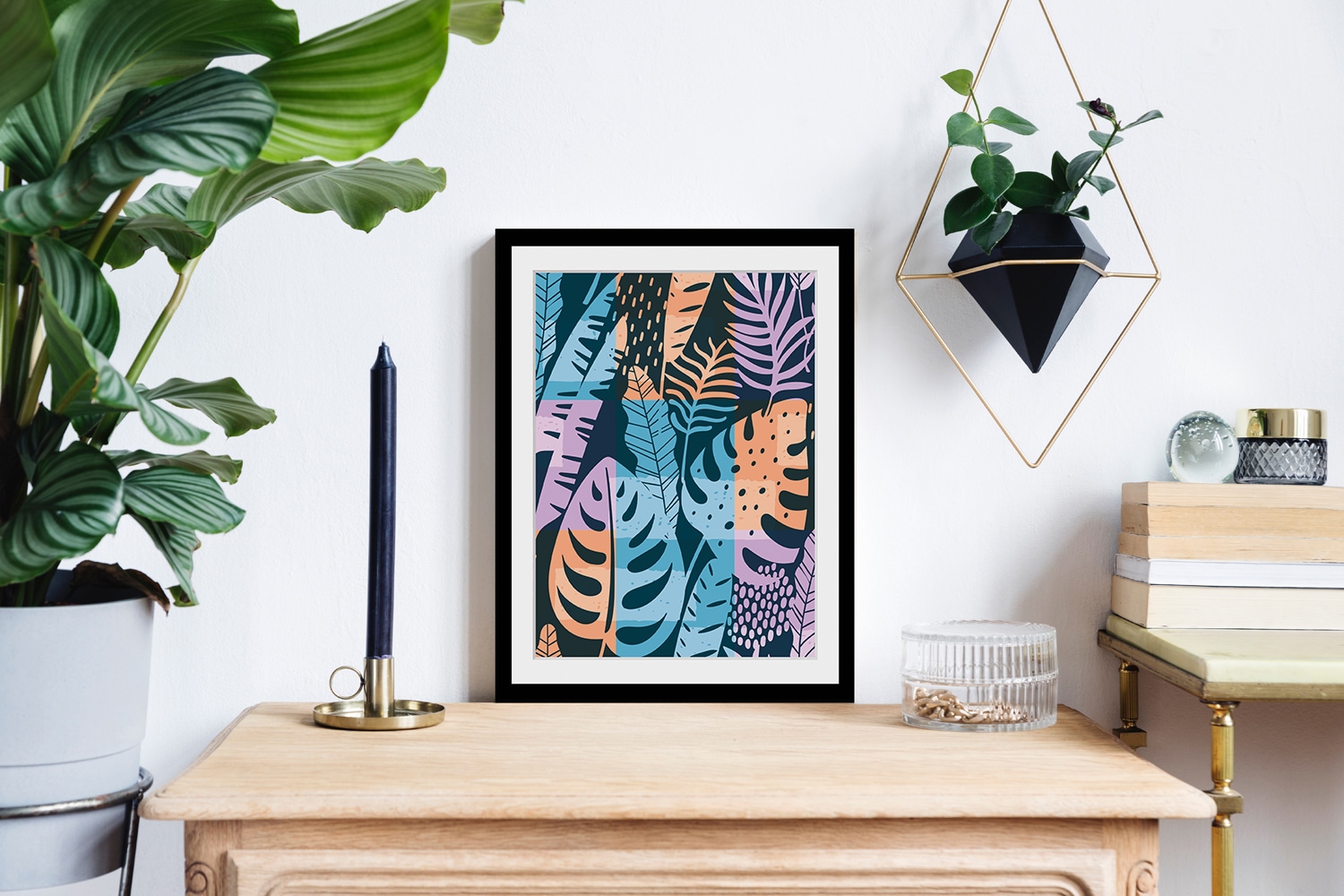 queence Bild »Sophia« Blumen | Blumenbilder | Blätter | Blätterbilder | Kunst HD Premium Poster-Druck inkl. Holzrahmen