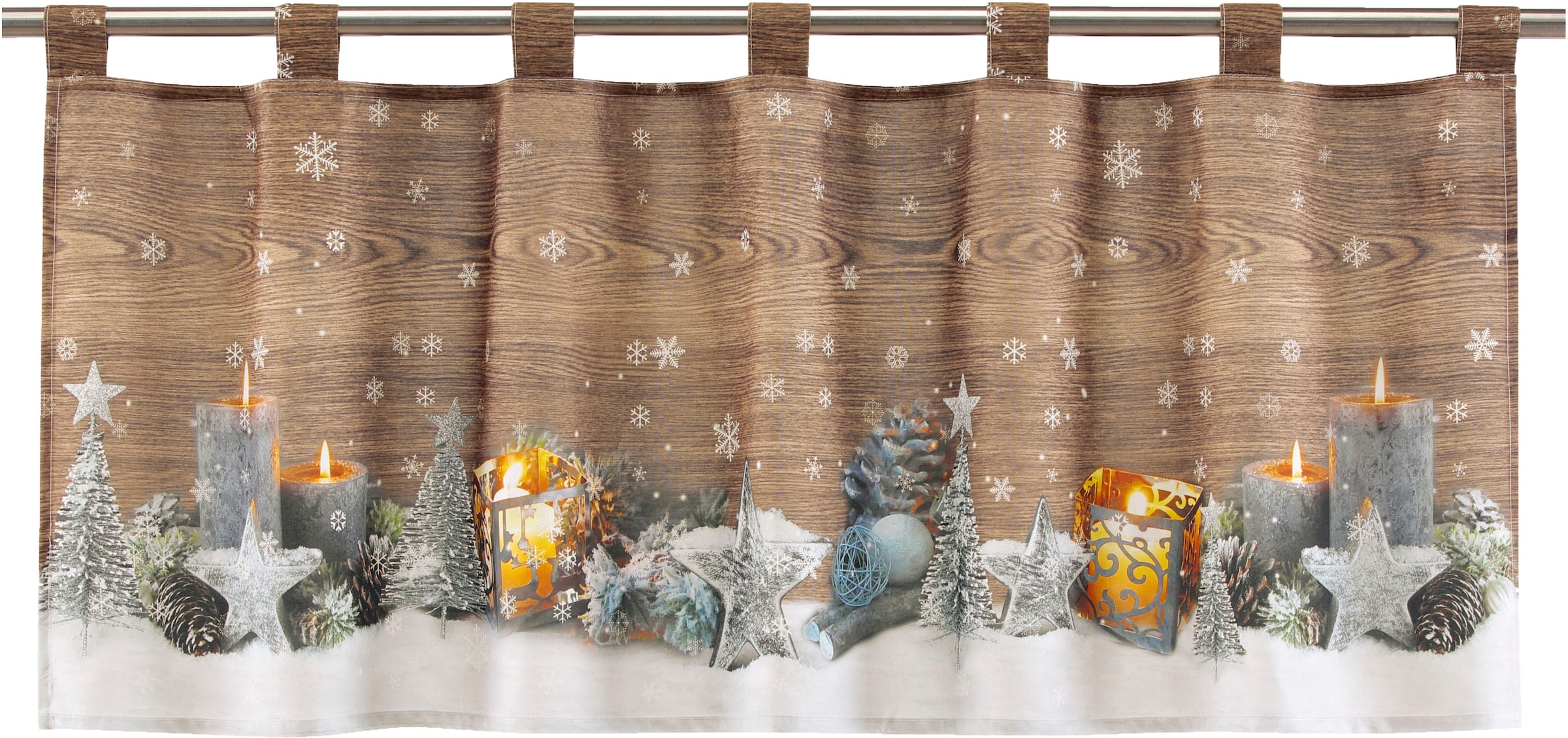 Delindo Lifestyle Scheibengardine »Weihnachtsstimmung«, (1 St.), mit  Schlaufenaufhängung, für die Küche, mit LED-Beleuchtung bei OTTO online