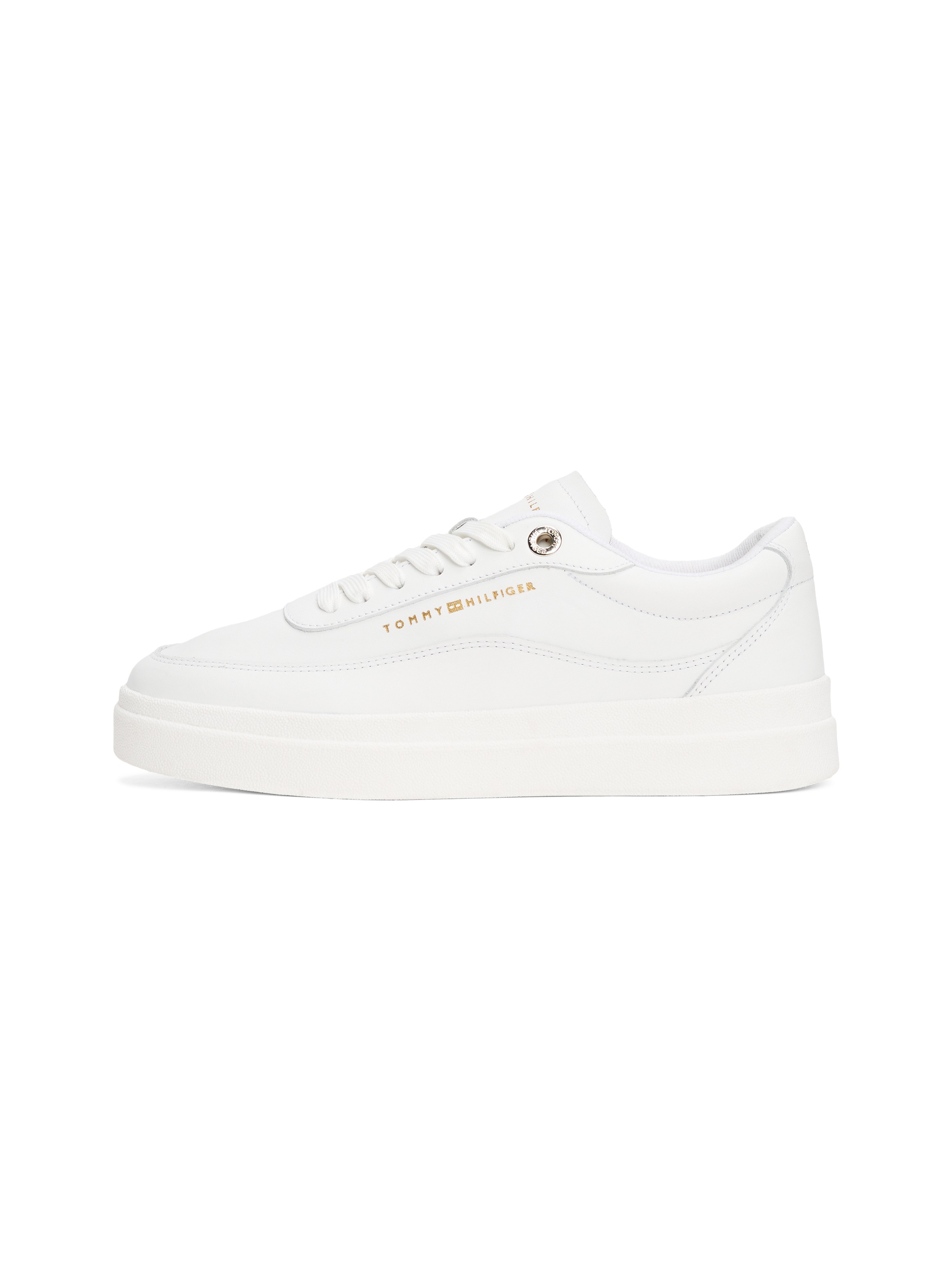 Tommy Hilfiger Plateausneaker »MODERN COURT SNEAKER LTHR«, Freizeitschuh, Halbschuh, Schnürschuh mit Kontrast-Logo
