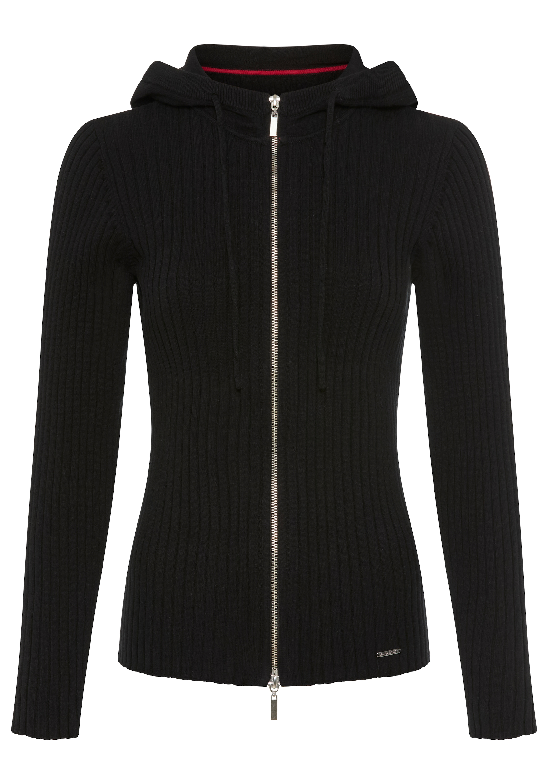 Laura Scott Kapuzenstrickjacke Feinstrick mit Rippe mit 2-Wege-Reißverschluss - NEUE KOLLEKTION