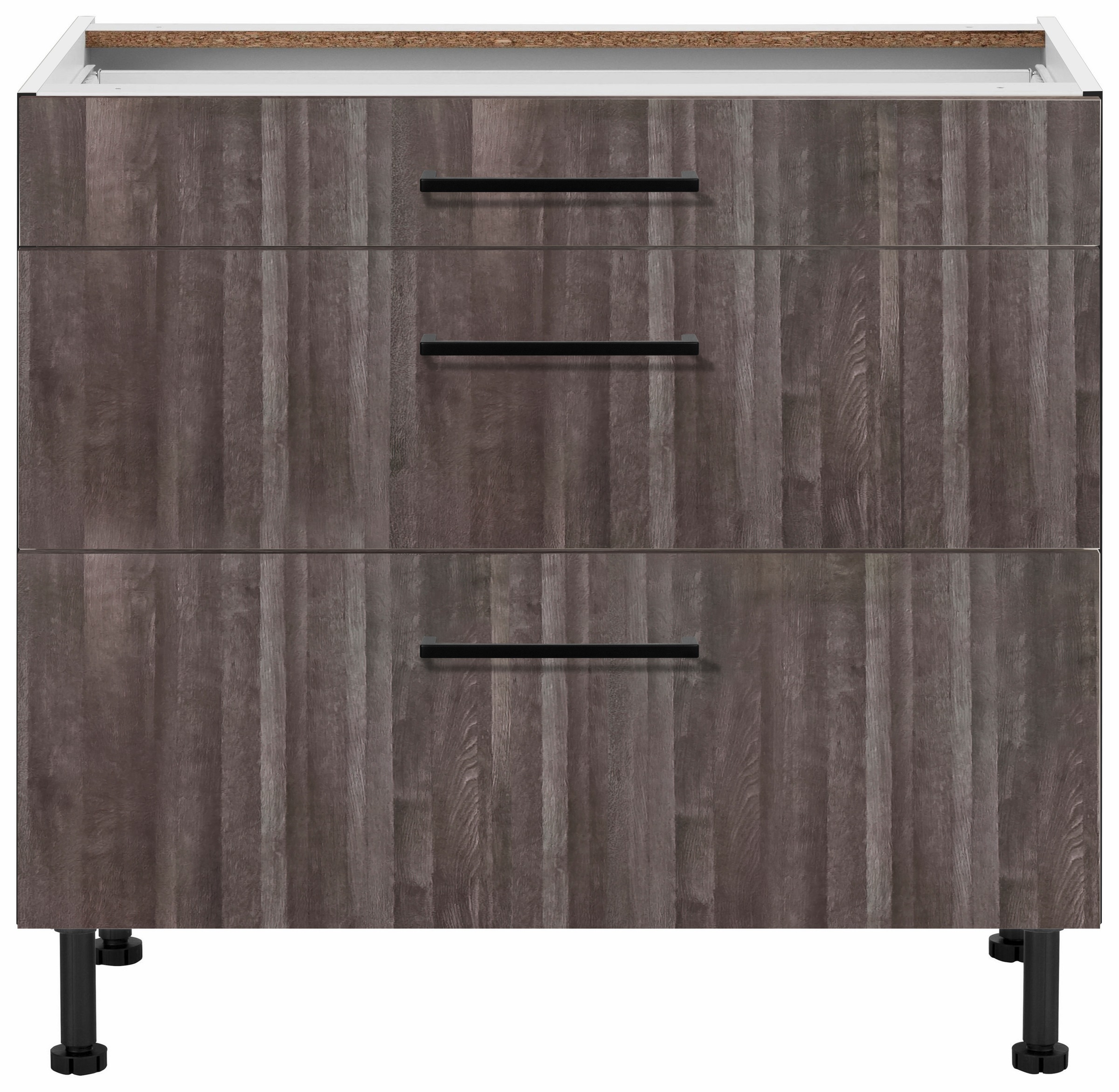 wiho Küchen Unterschrank »Nisos«, 90 cm breit, Soft-Close in Schubladen, verstellbare Füße, ohne Platte