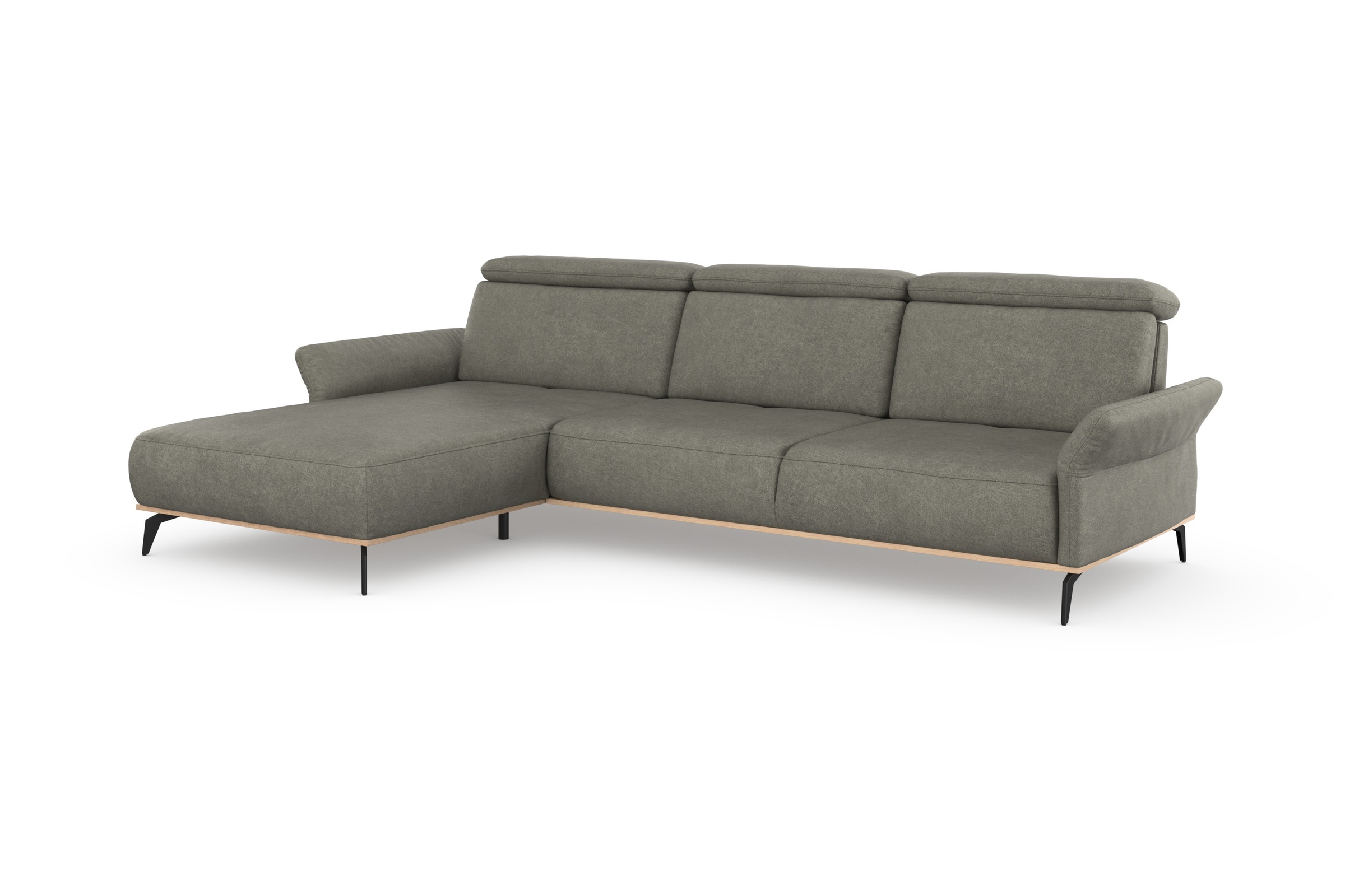 Places of Style Ecksofa »Fjord L-Form«, massiv, wahlweise mit Armlehnfunktion, Kopf- Sitztiefenverstellung