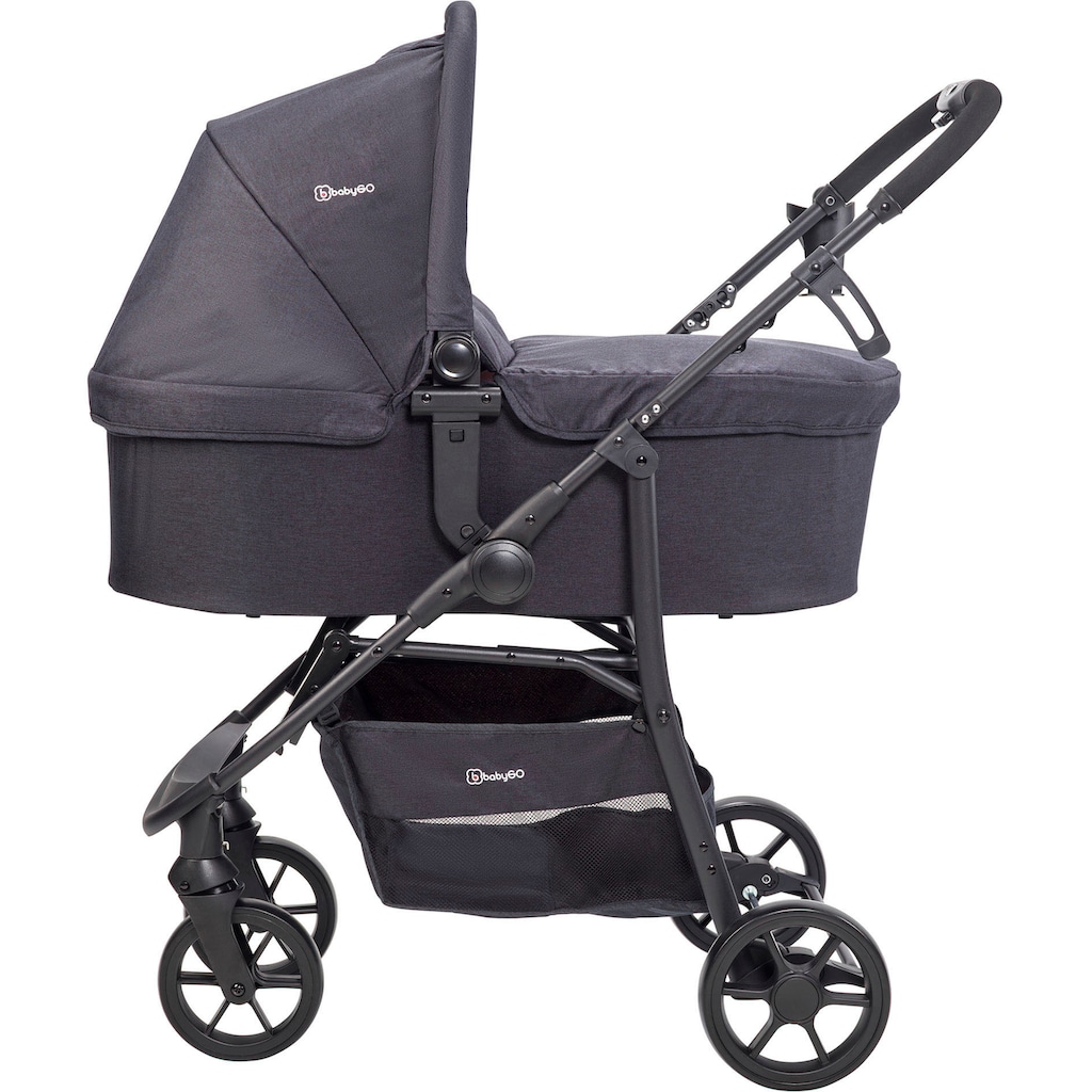 BabyGo Kombi-Kinderwagen »Style - 3in1, schwarz/lila«, inkl. Babyschale mit Adaptern u. Wickeltasche