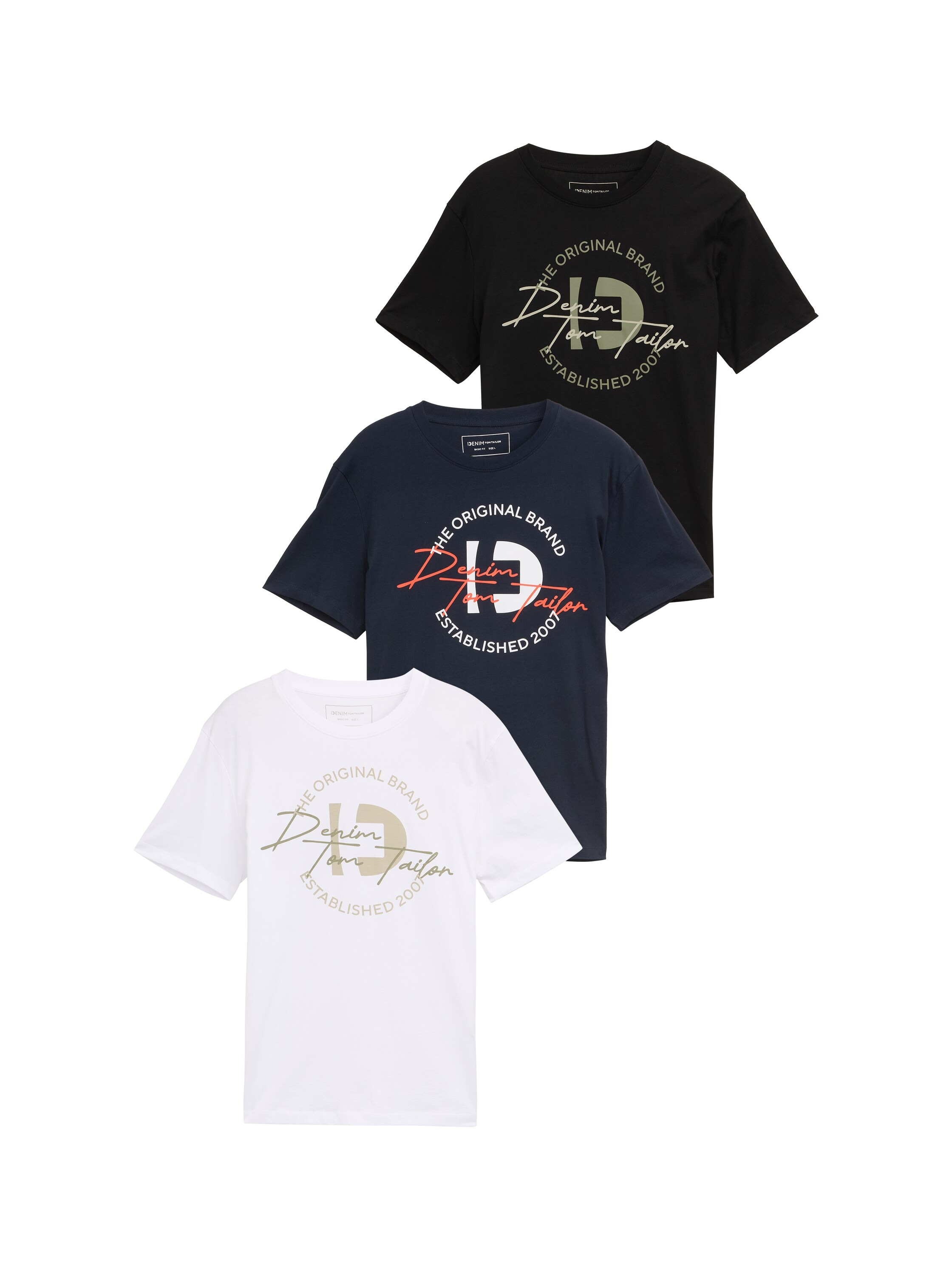 TOM TAILOR Denim T-Shirt, (Packung, 3 tlg.), mit Print