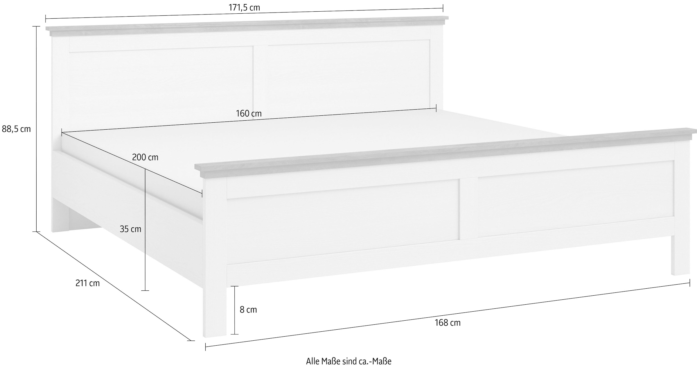 Home affaire Bettgestell »Evora, Landhausstil, Doppelbett, in 3 Größen erhältlich«, aus FSC®-zertifiziertem Holzwerkstoff