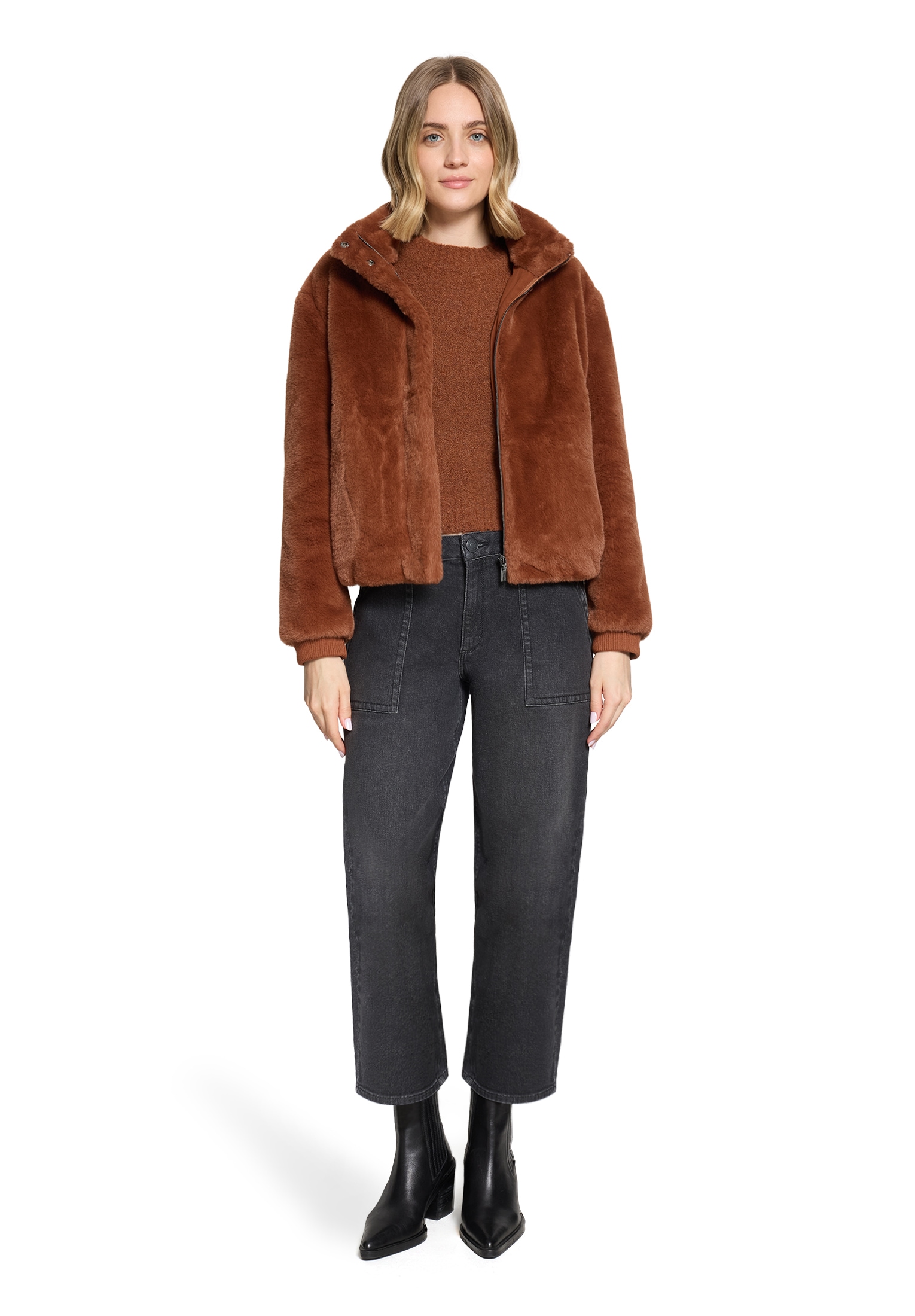 Betty&Co Fellimitatjacke »Kunstfell-Jacke mit Taschen«