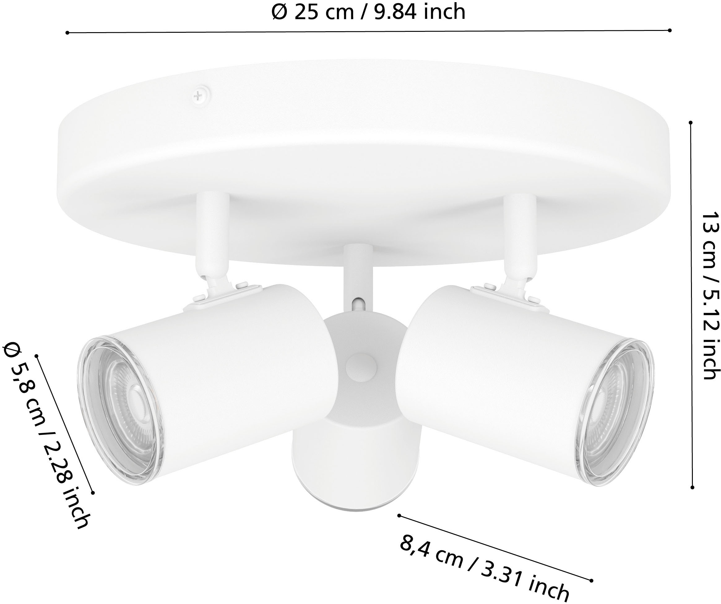 EGLO Deckenleuchte »CONSUMA 1 Spotlampe - Stahl - GU10 - 3X5W - IP44« GU10 1 Stk. Wandleuchte, Wandspot, schwenkbar, Strahler, H13 x Ø25 cm