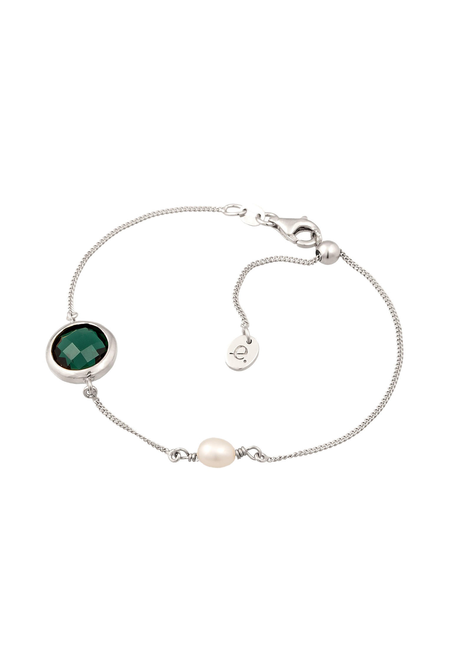 Elli Premium Armkette »Armband Süßwasserzuchtperle Quarz Grün 925 Sterling Silber«