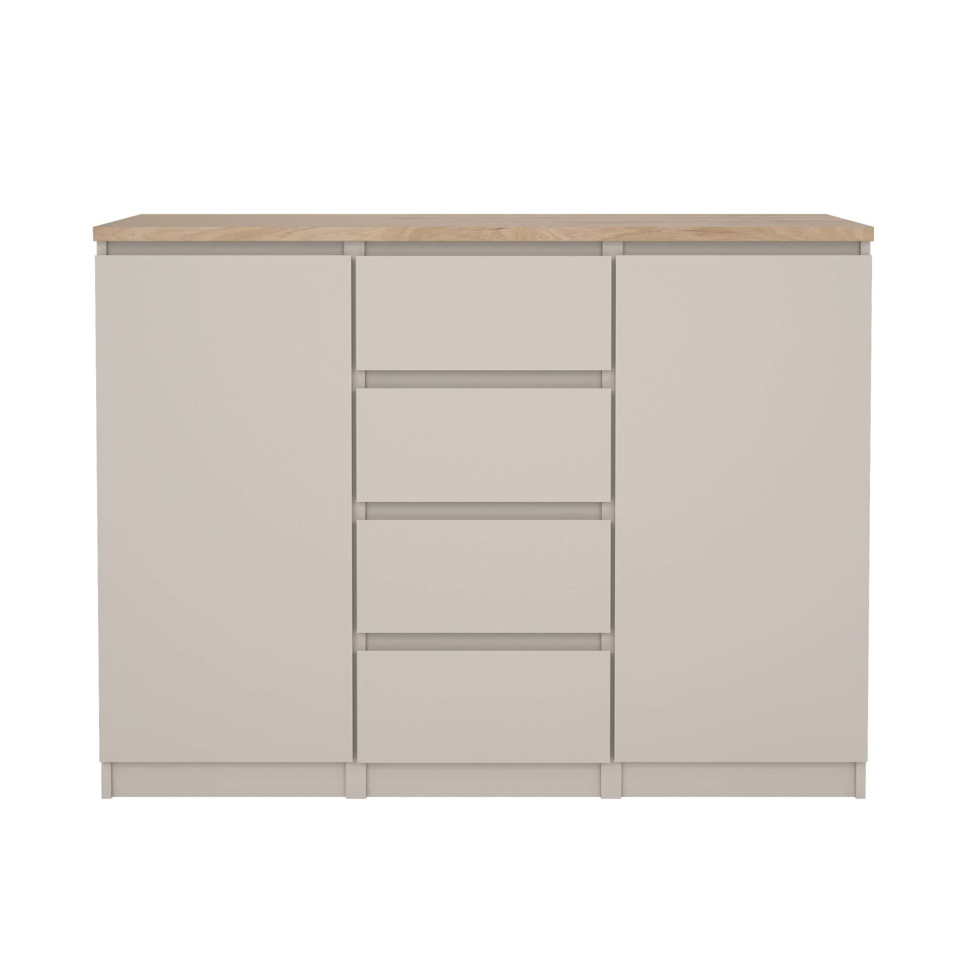 Home affaire Kommode »Naia, Sideboard, 4 Schubladen, 2 Türen, Aufbewahrung, grifflose Front« Mit Einlegeböden, modern, skandinavisches Design, in mehrere Farben