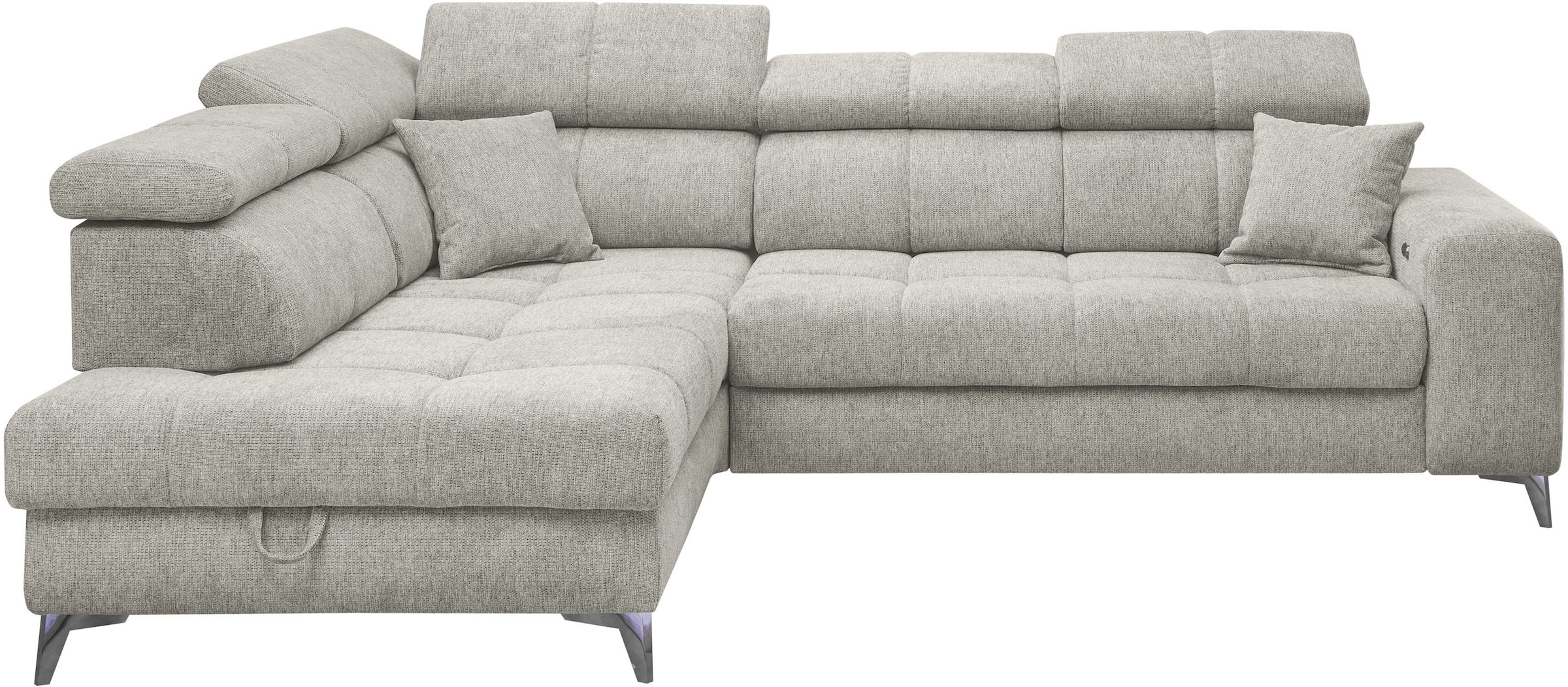 ED EXCITING DESIGN Ecksofa »Sydney L-Form«, mit Bettfunktion, Bettkasten, Kopfteilverstellung & 2 Zierkissen