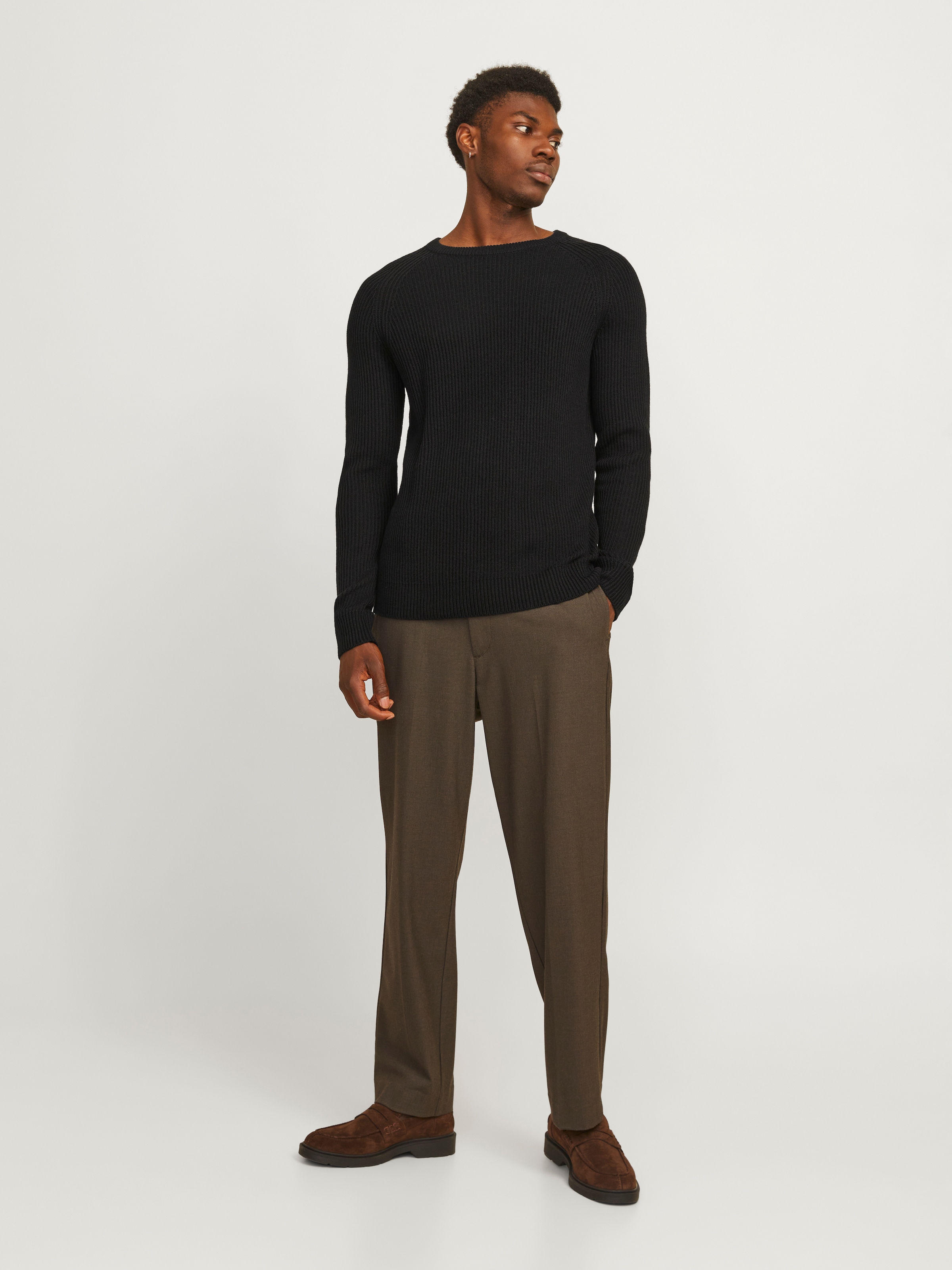 Jack & Jones Rundhalspullover »JJPANNEL KNIT CREW NECK AW24«