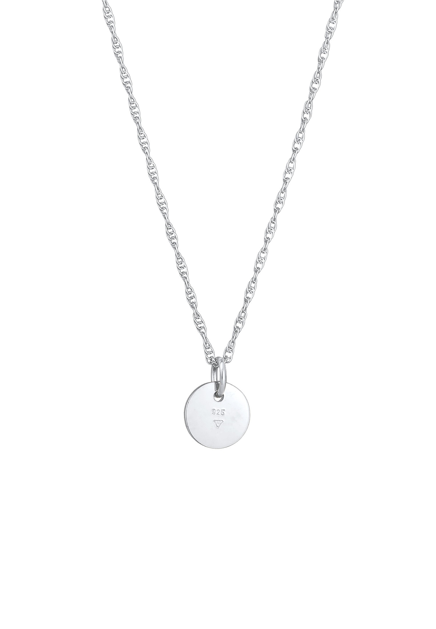 Elli Kette mit Anhänger »Halskette Plättchen Rund Gedrehte Kette 925 Silber«
