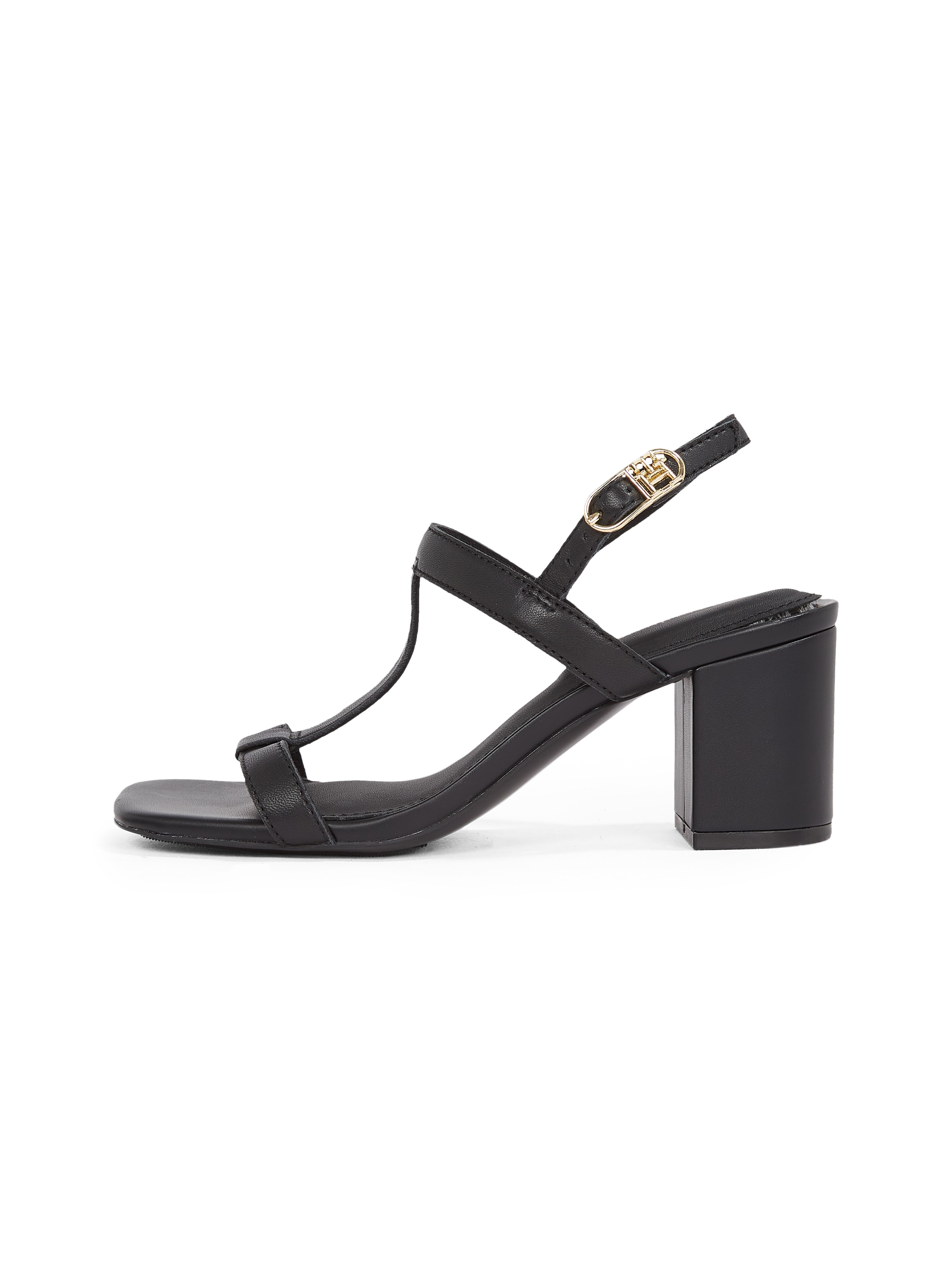 Tommy Hilfiger Sandalette »LEATHER BLOCK HEEL SANDAL«, Abendschuh, Partyschuh mit verstellbarer Schnalle, schmale Form