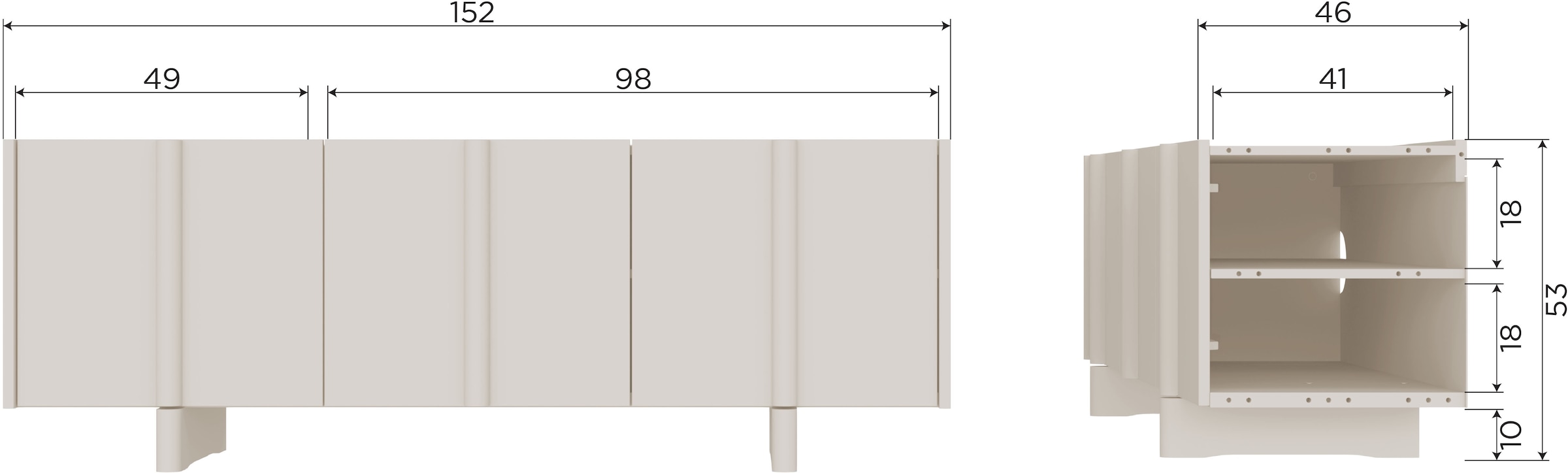 WOOOD Lowboard »Nook TV-Kommode, TV-Möbel Breite 152 CM« Basu-Kollektion von WOOOD mit skandinavischem Design und FSC®