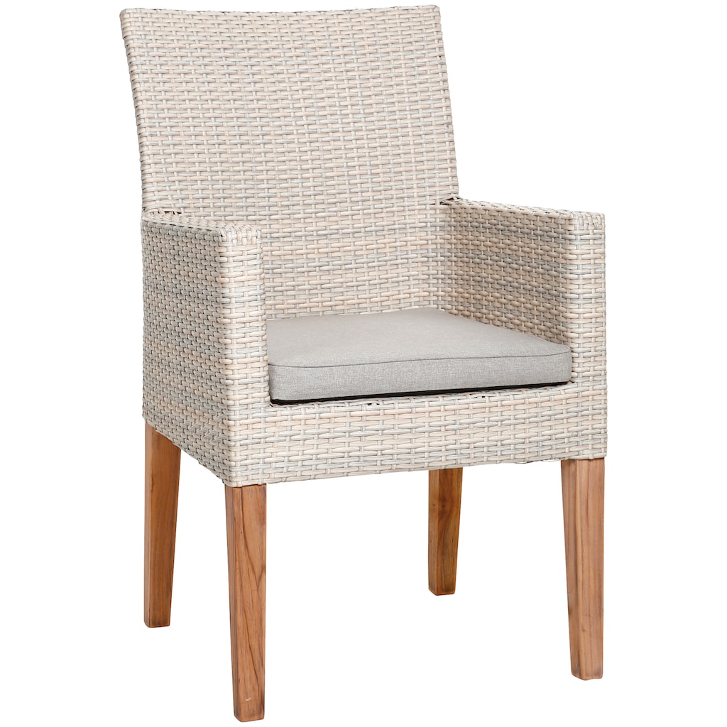 Best Loungesessel »Alicante«, (Set, 2 St.), Polyrattan/Teakholz, inkl. Auflage