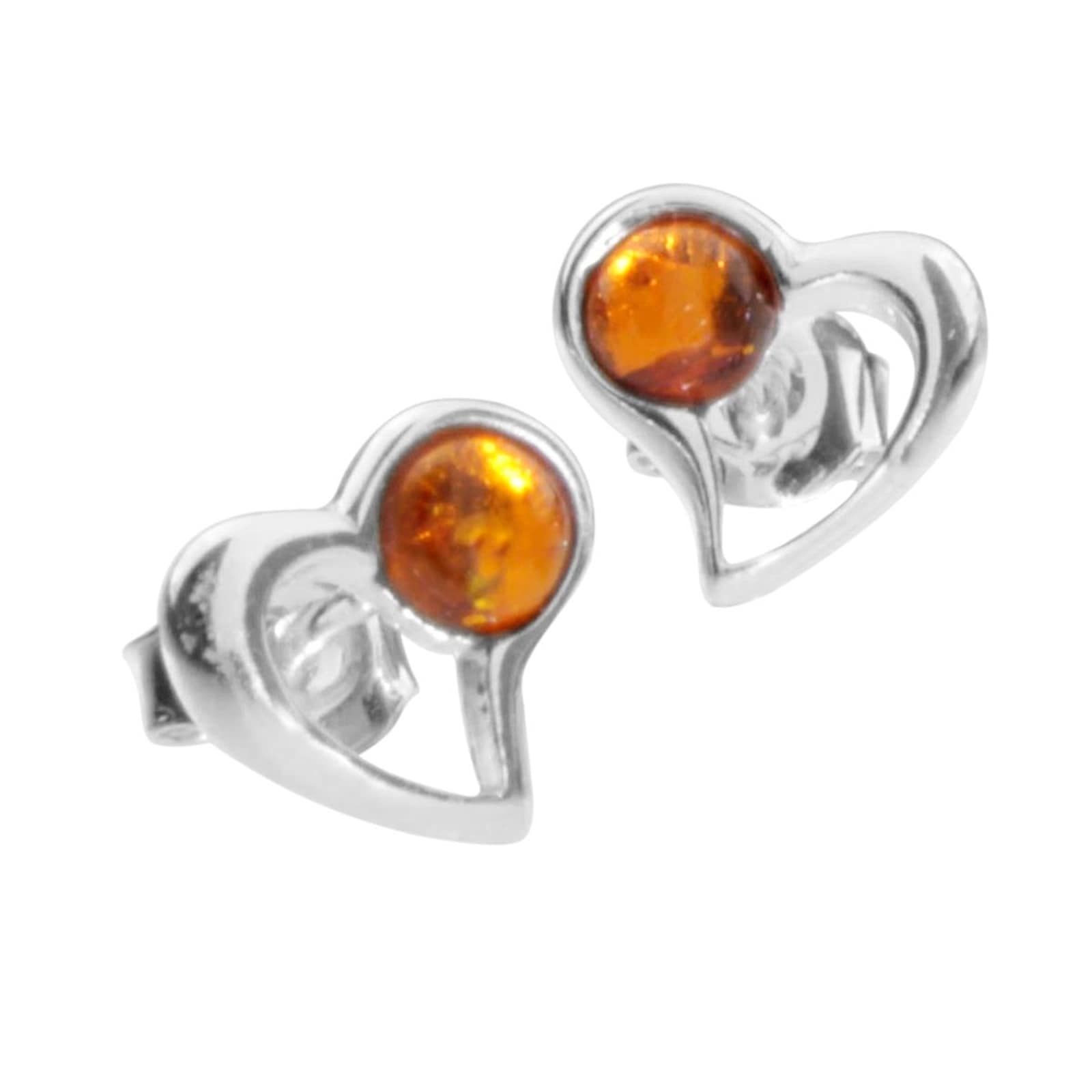 OSTSEE-SCHMUCK Paar Ohrstecker »- Herz - Silber 925/000 - Bernstein«