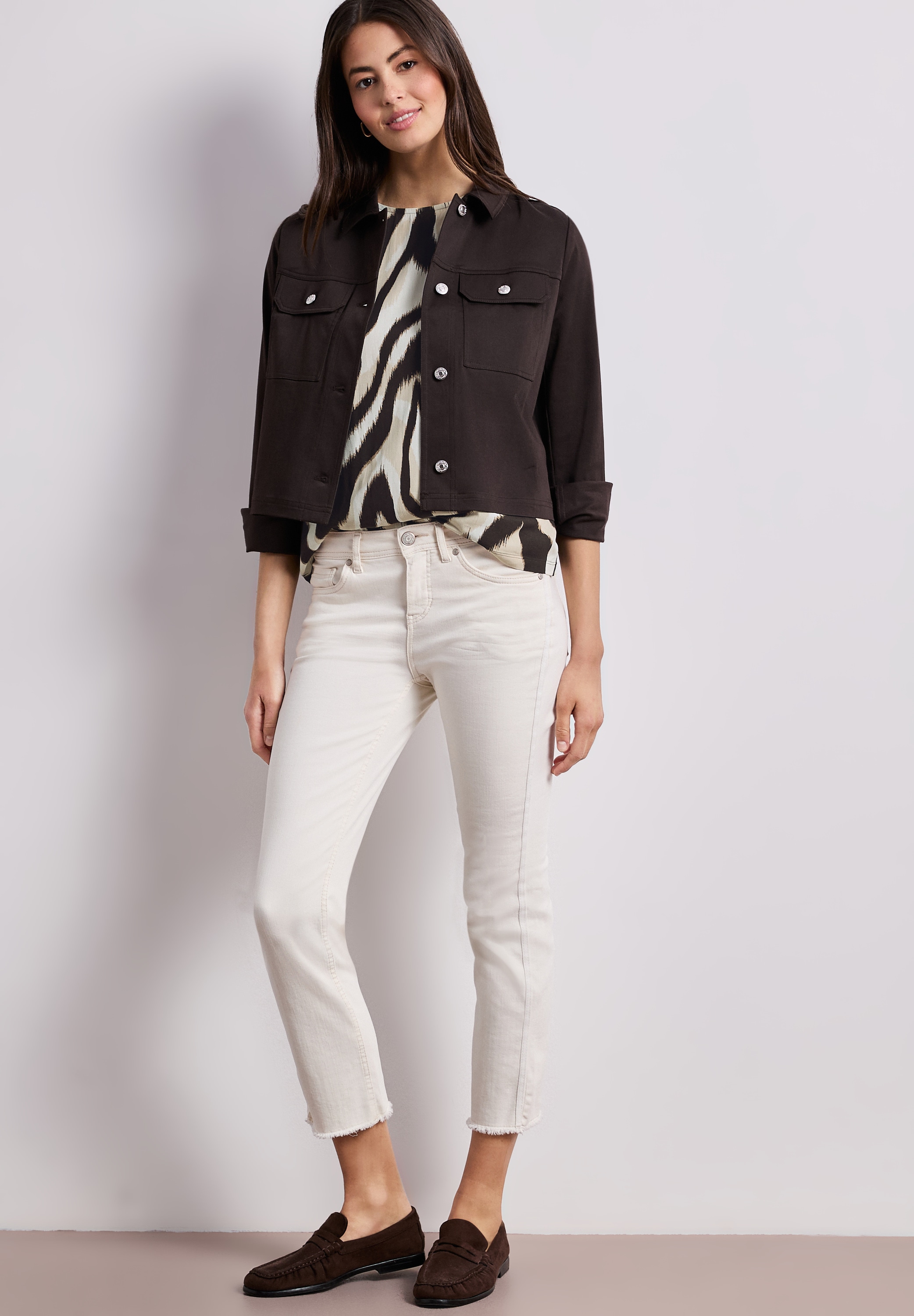 STREET ONE Shirttop Sommershirt mit Front im Animal-Look