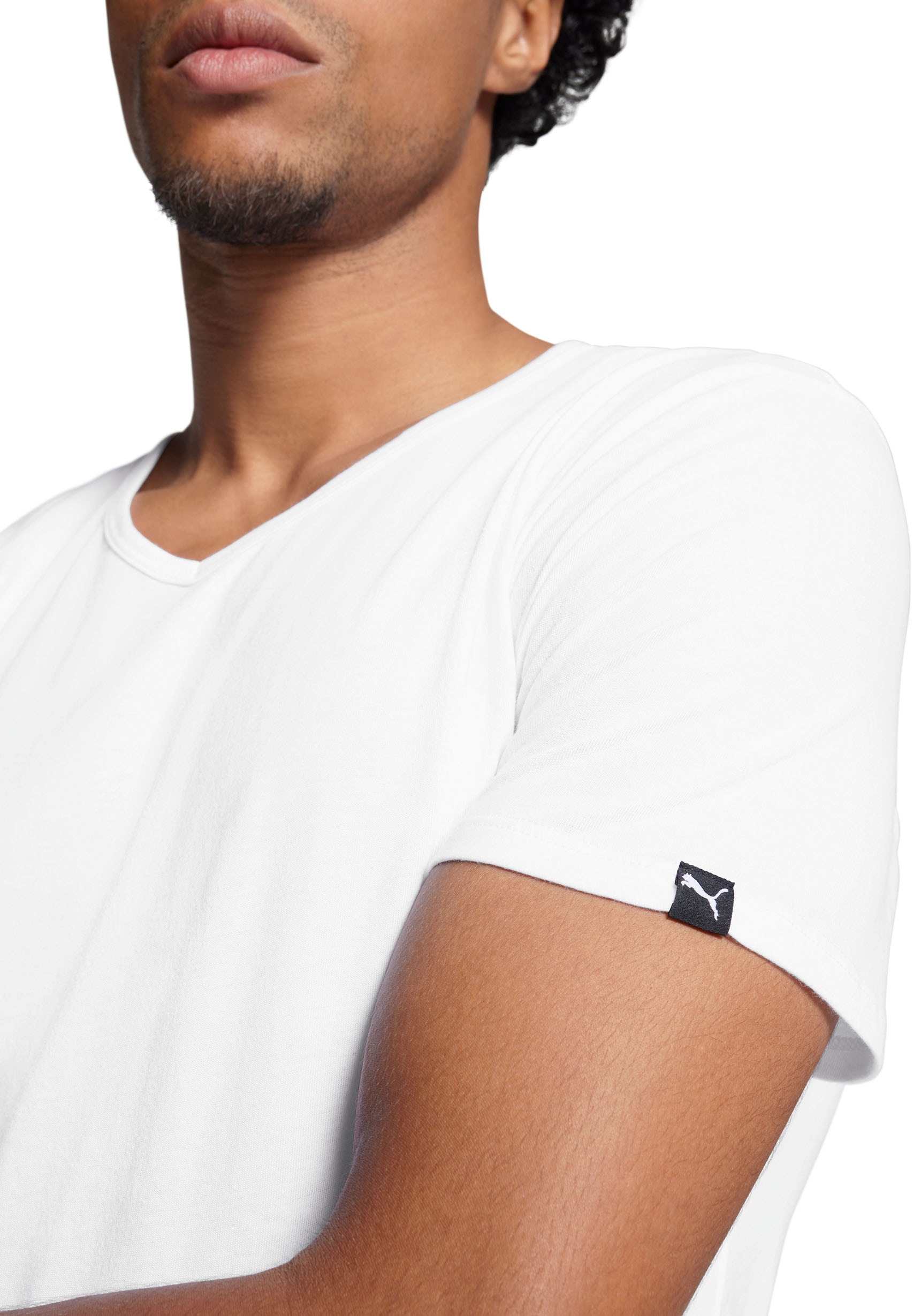 PUMA T-Shirt »PUMA BASIC 2P V-NECK TEE«, (2er Pack), mit Markenlabel