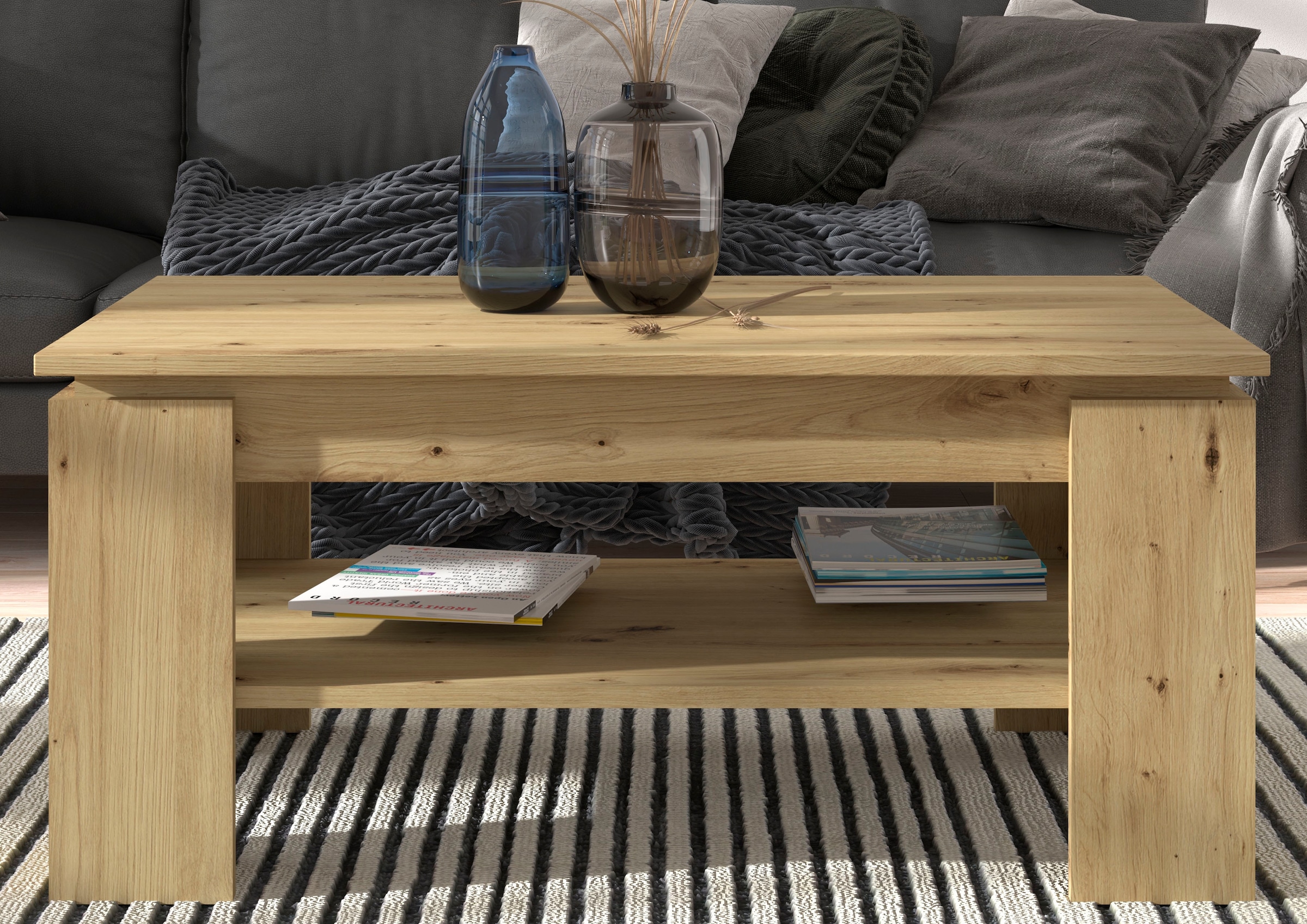 INOSIGN Couchtisch »Kalmar, rechteckig, 100 x 60 cm, 1 Ablageboden«, (1 St.), Sofatisch, Beistelltisch, Kaffetisch, Wohnzimmertisch, coffee table