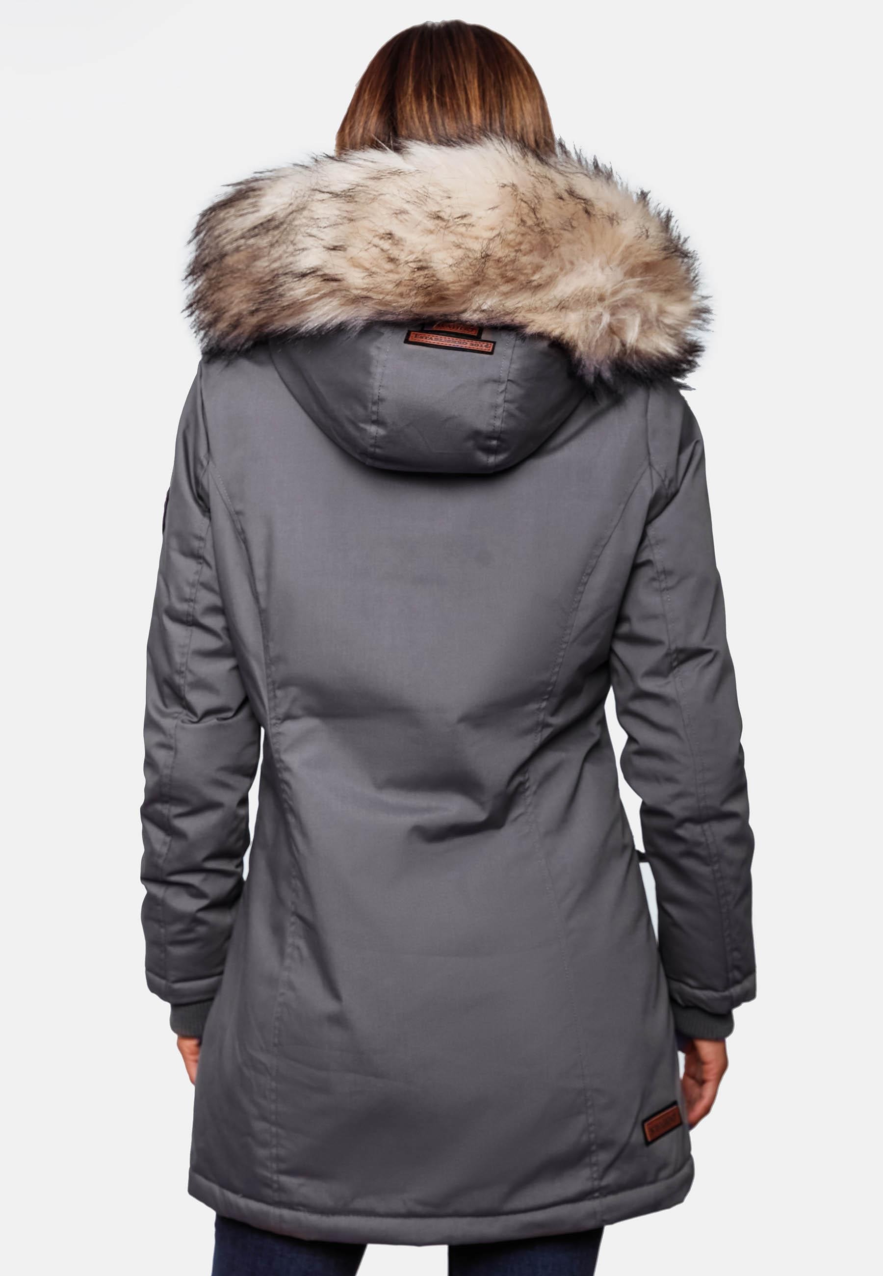 Navahoo Wintermantel »Wintermantel Cristal«, stylischer Damen Winterparka mit Kunstfell-Kapuze