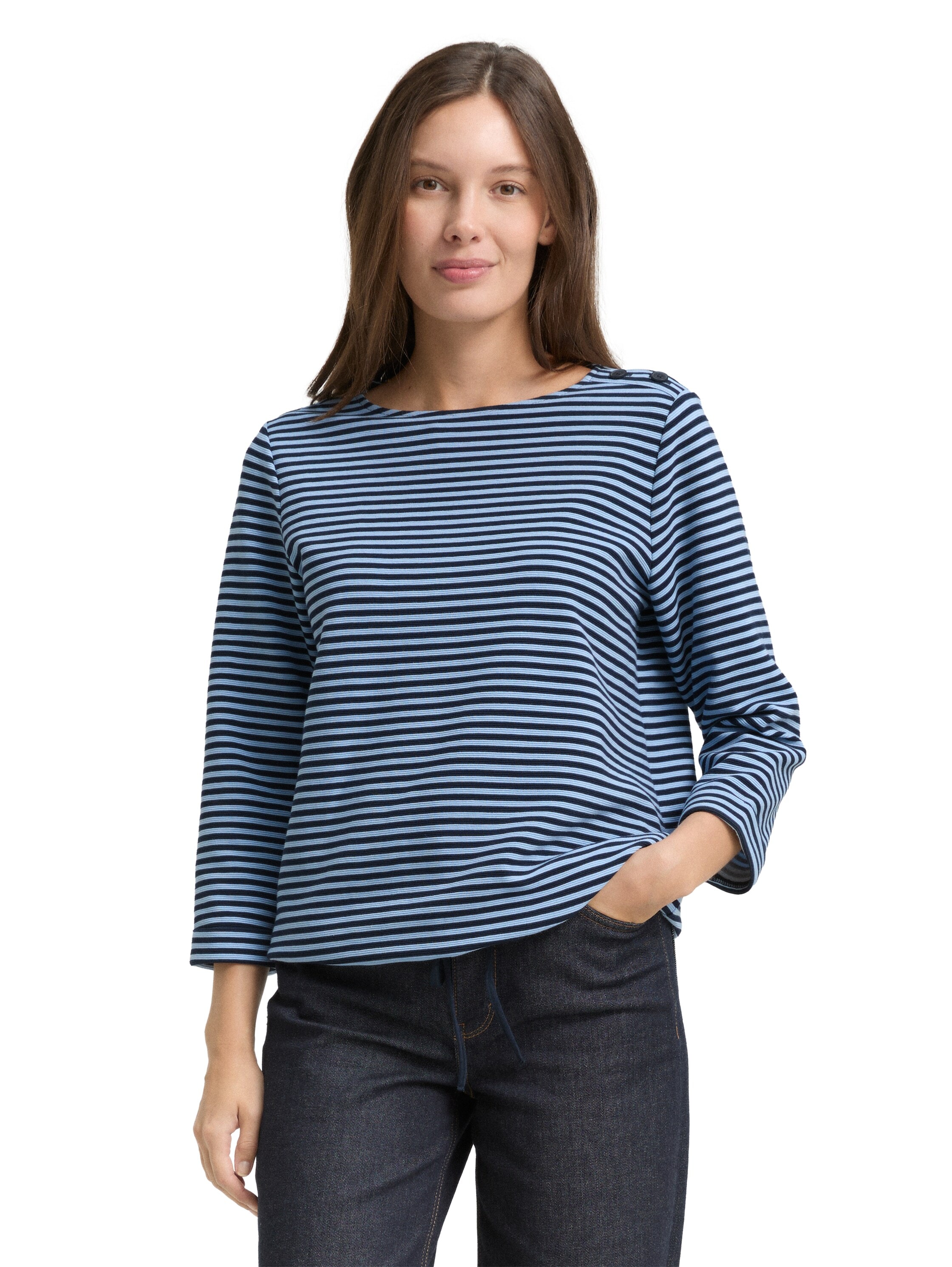 TOM TAILOR Langarmshirt »Loose« mit Knöpfen an der Schulter