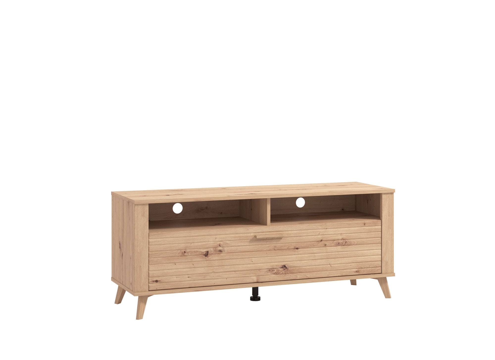 INOSIGN Lowboard »Redon, TV-Board, TV-Schrank, TV-Lowboard«, TV-Kommode, Breite 128, Klapptür in 3D Optik, Artisan Eiche