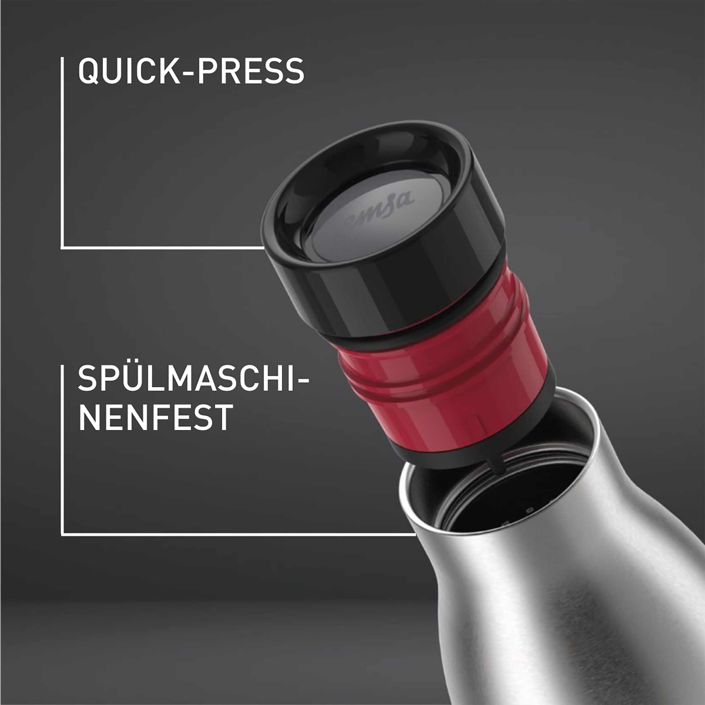 Emsa Trinkflasche »Bludrop Sleeve«, nachhaltig, Silikon-Manschette, 12h heiß, 24h kalt, 360° Trinkgenuss