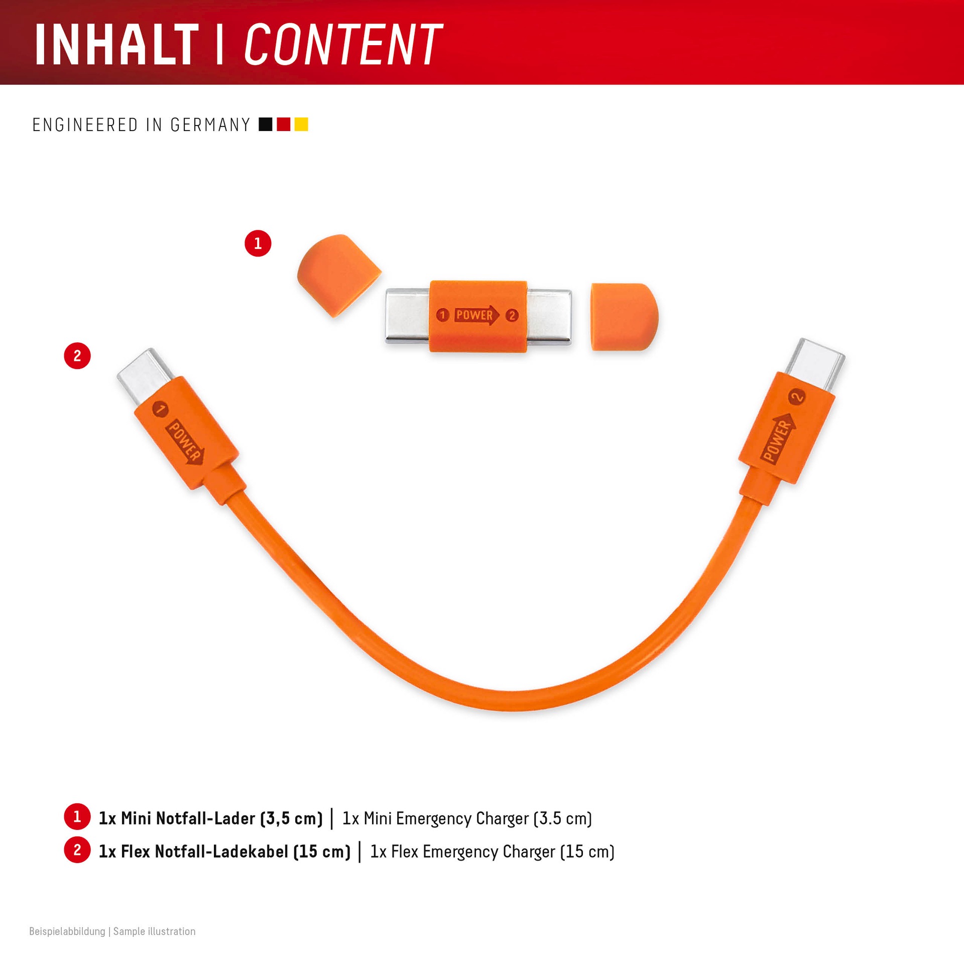 Displex USB-Kabel »Phone-to-Phone Notfall-Lader« USB-C 15 cm 1x Mini Notfall-Lader (3,5cm) 1x Flex Notfall-Ladekabel (15cm)