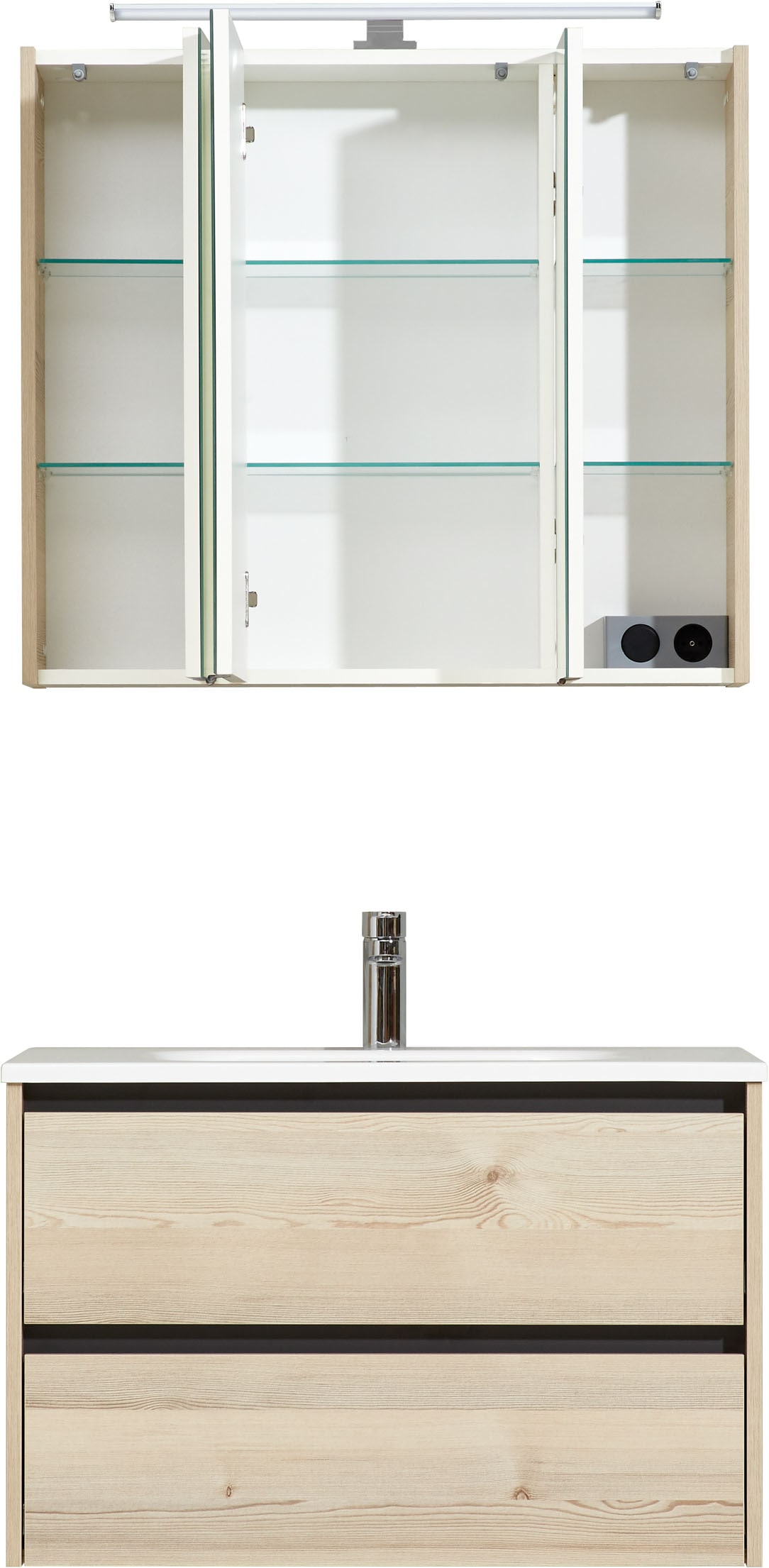 Saphir Badmöbel-Set »Mineralmarmor-Waschisch, Waschtischunterschrank und Spiegelschrank« 3 Stk. tlg.