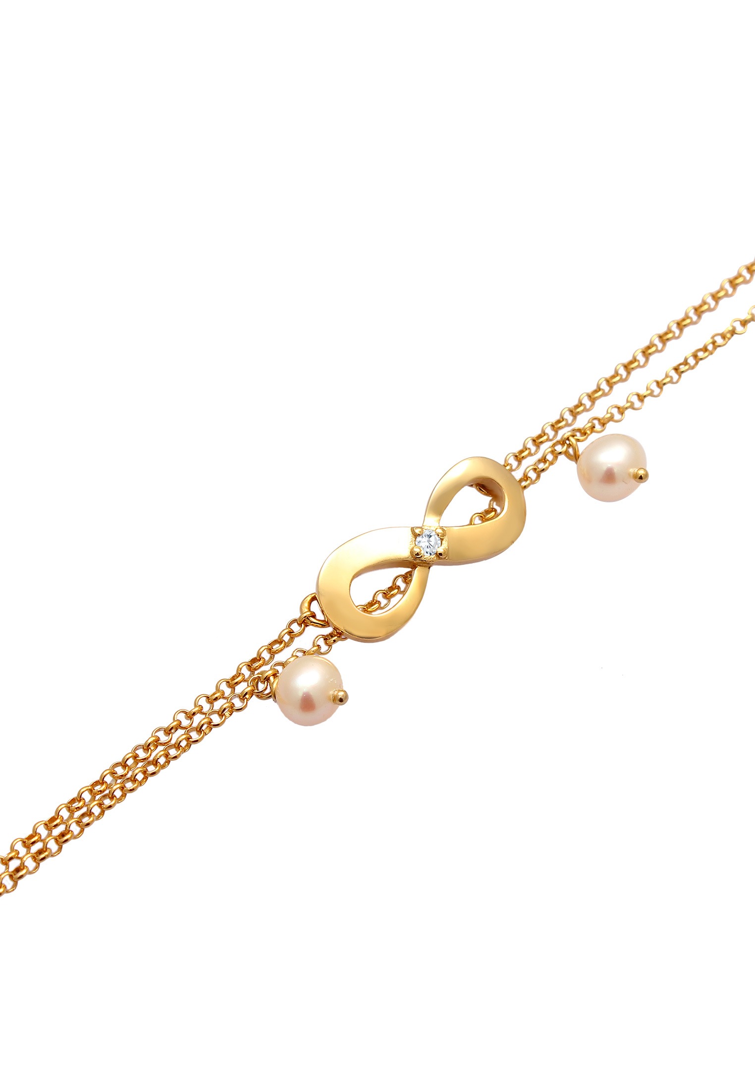 Nenalina Fußkette »Fußschmuck Infinity Zirkonia Süsswasserzuchtperlen 925 Silber«