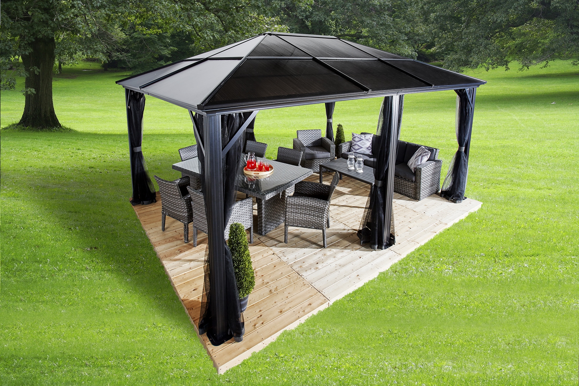 Sojag Pavillon »Gazebo Meridien«, (Set), BxT: 365x485 cm, mit Moskitonetzen