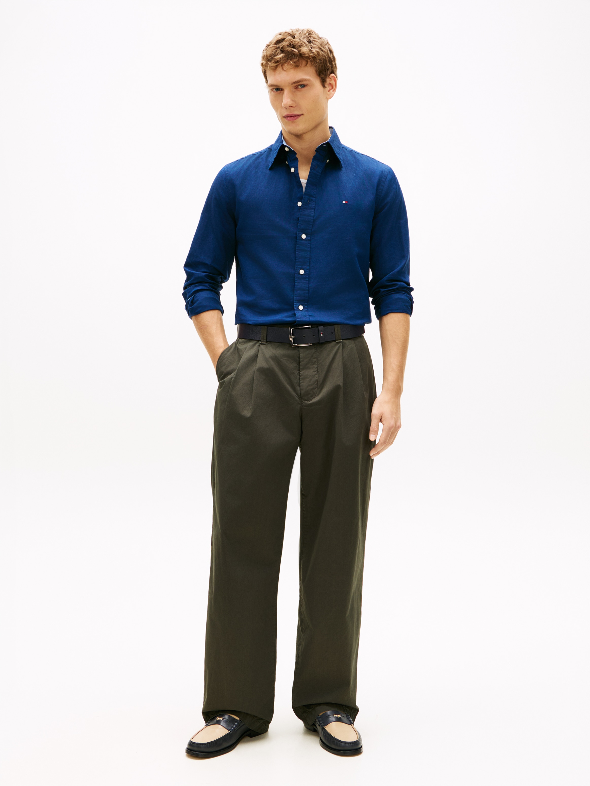 Tommy Hilfiger Langarmhemd »LINEN BLEND SOLID BTD« regular fit, Button-down-Kragen