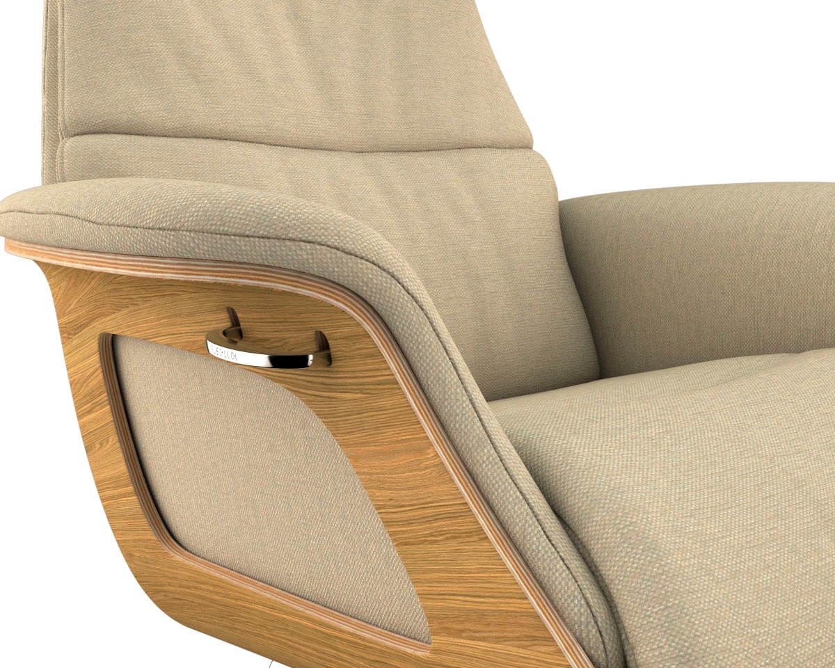 FLEXLUX Relaxsessel »Clement Rücken u. Kopfverstellung, ergonomisch, Airchannels«, Rücken- & Kopfteilverstellung, Drehbar, Armlehne Eiche, Fuß Alu