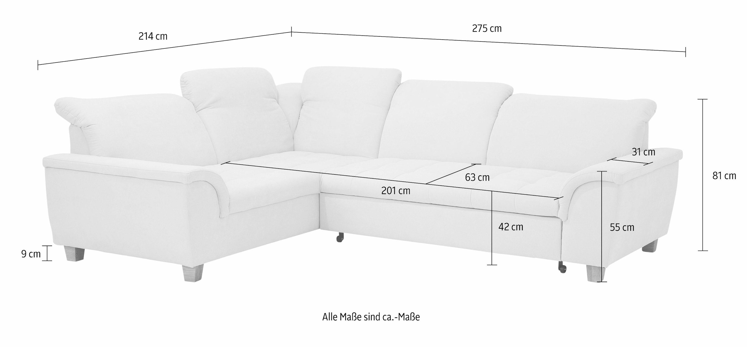 Home affaire Ecksofa »Lyla L-Form«, wahlweise mit Rückenfunktion und Bettfunktion