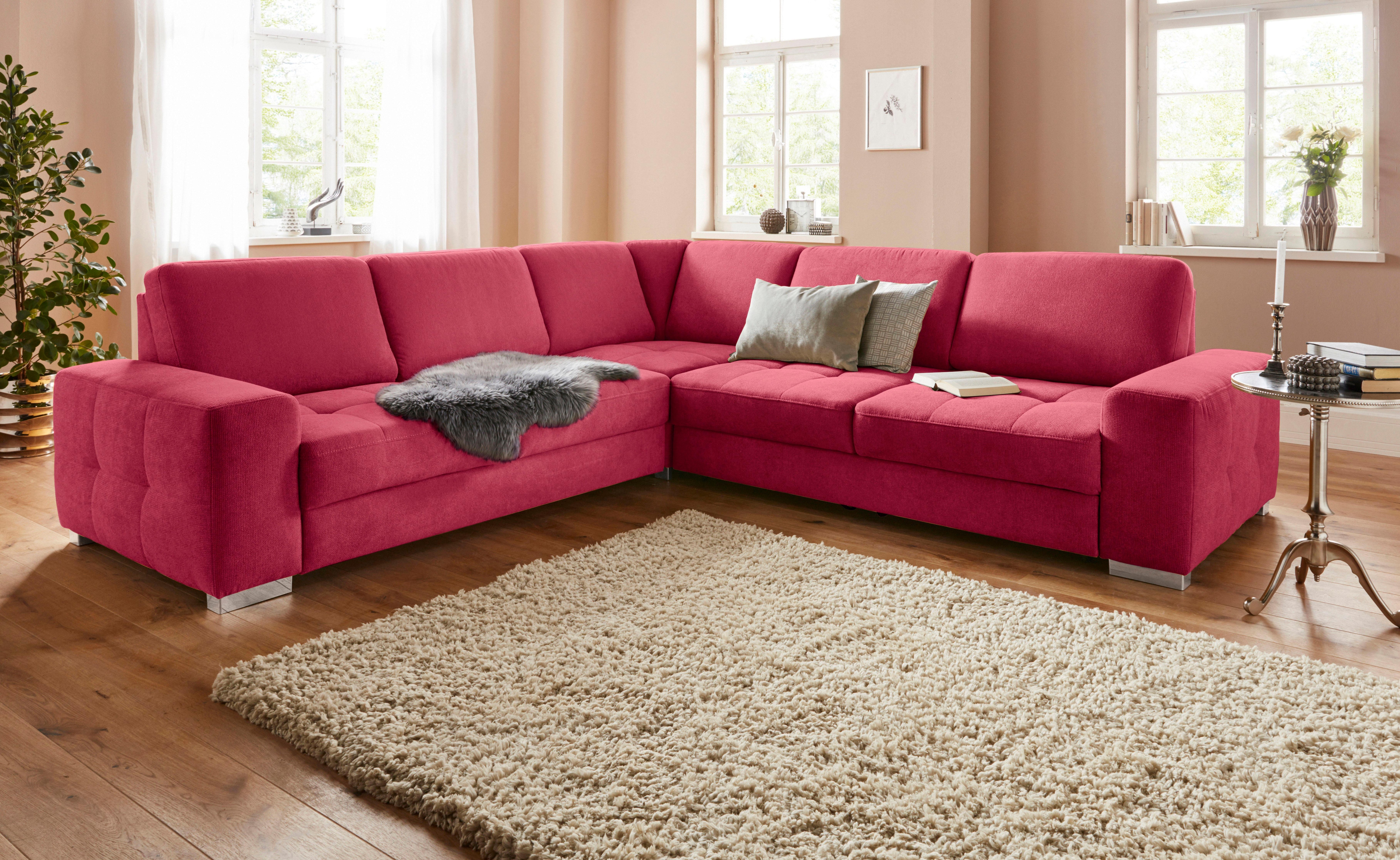 sit&more Ecksofa "Santorini L-Form" mit Federkern und Sitztiefenverstellung, wahlweise mit Schlaffunktion