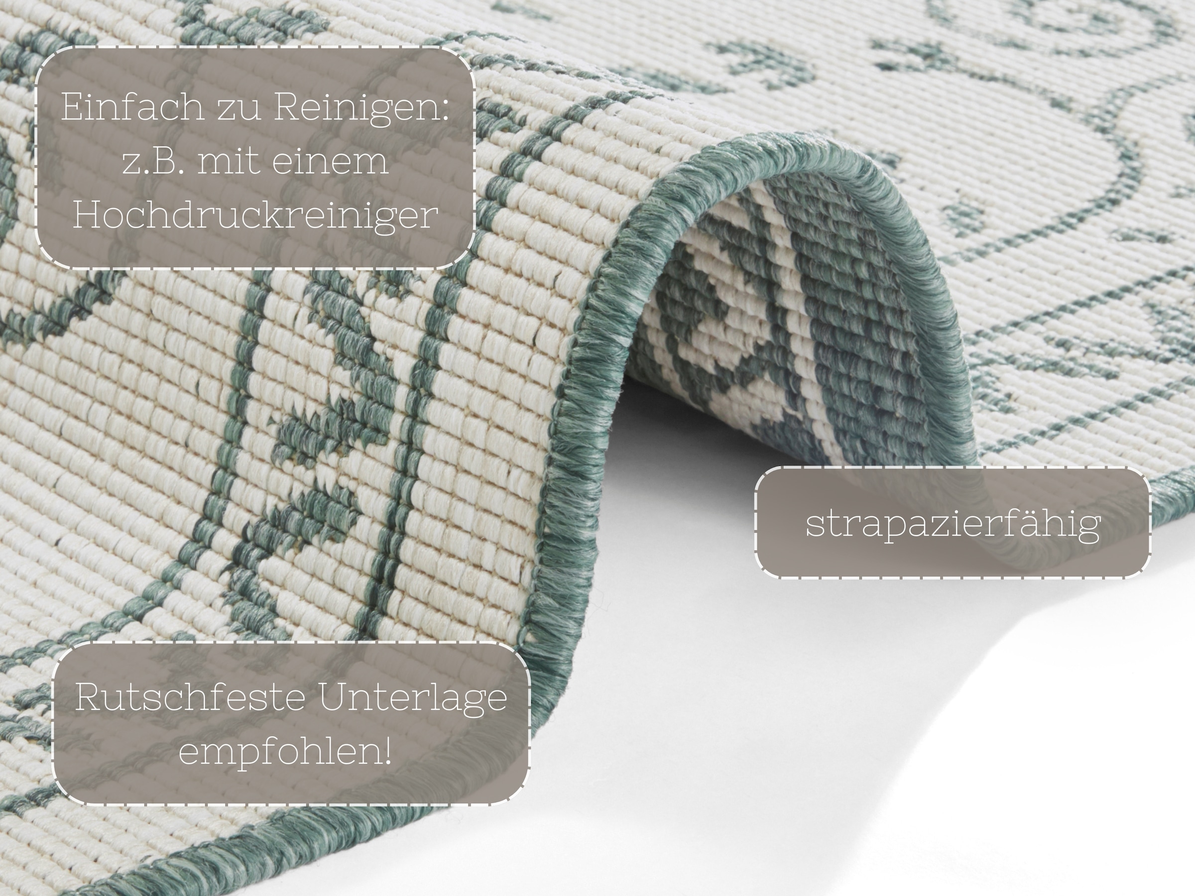 NORTHRUGS Teppich »LEYTE Wendeteppich«, rechteckig, 5 mm Höhe, In-& Outdoor, Teppich, Vintage, Wetterfest, Balkon, Garten, Wohnzimmer