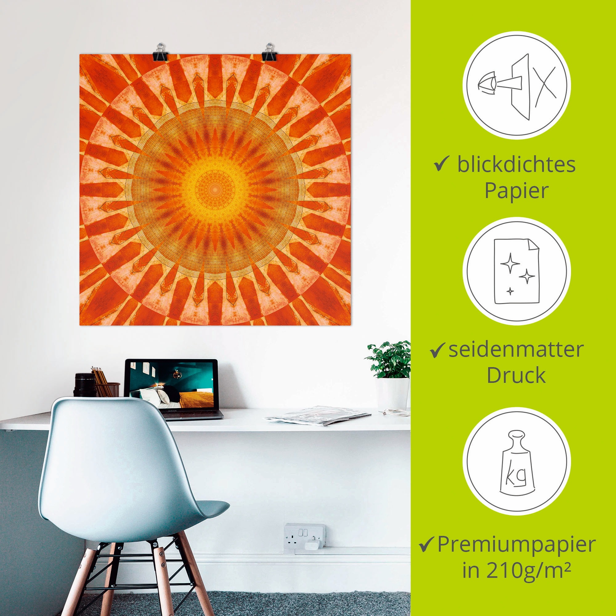 Artland Wandbild »Mandala Sonnenuntergang«, klassische Fantasie, (1 St.), als Leinwandbild, Poster in verschied. Größen