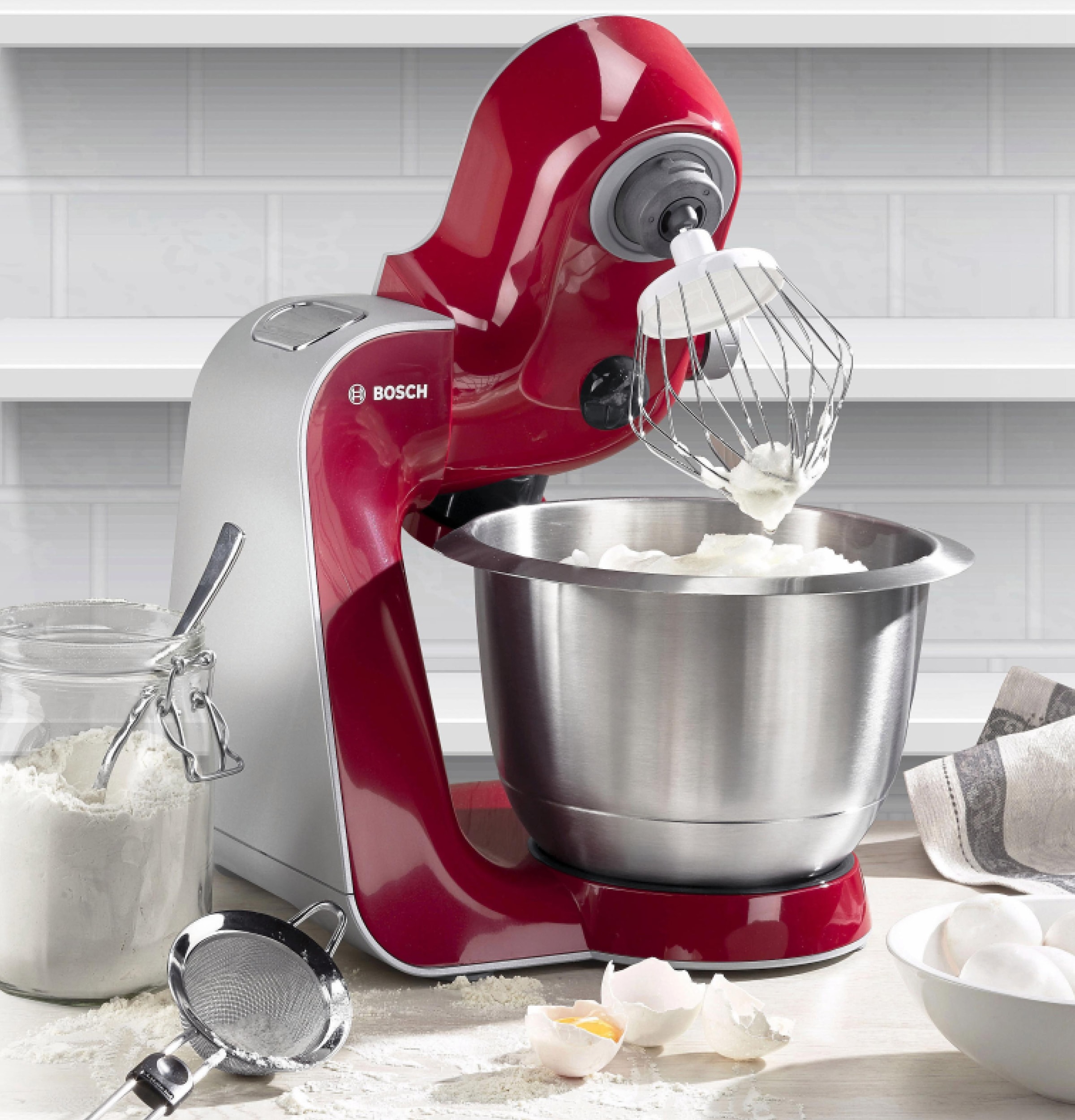 BOSCH Küchenmaschine »Styline MUM56740«, 900 W, mit Edelstahl-Schüssel,  automatischer Kabeleinzug, mit Zubehör im Wert von ca. 111€ UVP jetzt im  OTTO Online Shop