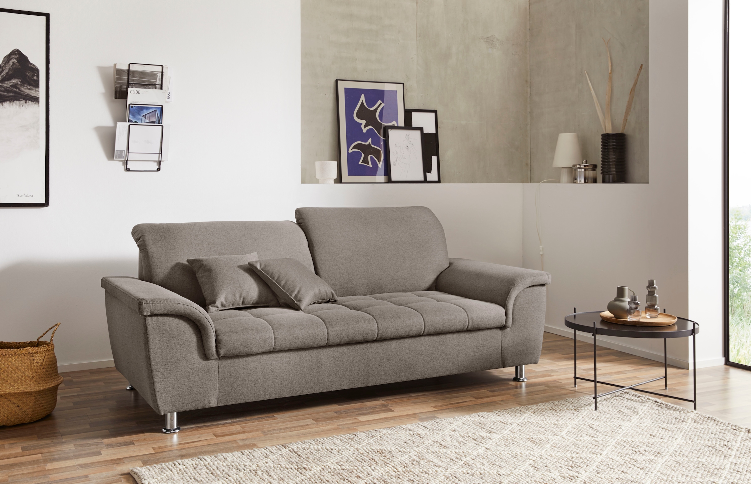 DOMO collection 2,5-Sitzer »Franzi«, wahlweise mit Kopfteilverstellung, inklusive Zierkissen