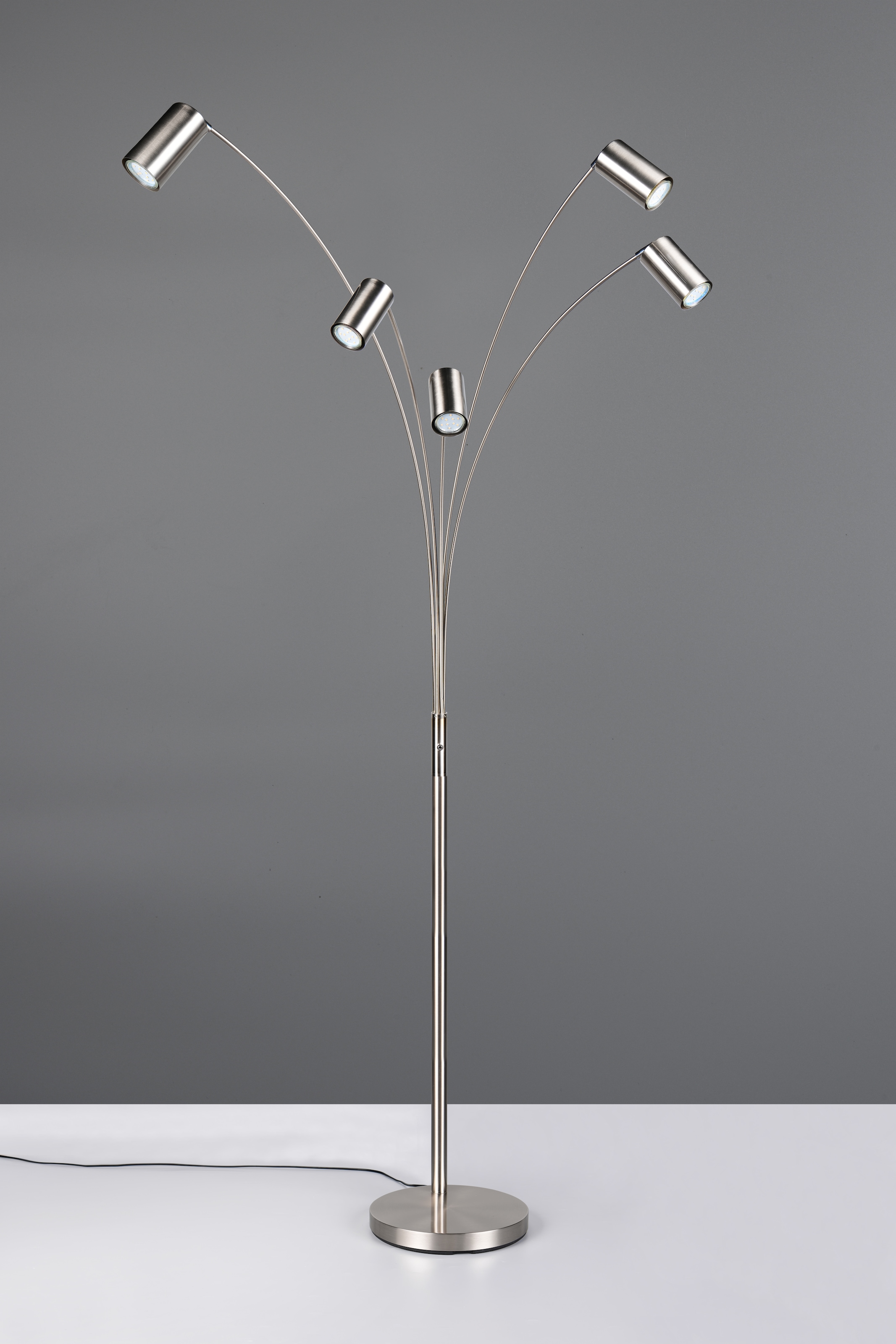 TRIO Leuchten Stehlampe »MARLEY, 5-flammige Bogenleuchte, exkl 5x GU10 max 10W, Kippschalter« GU10 1 Stk. warmweiß - kaltweiß Höhe 200 cm, Leuchtenarme flexibel verstellbar Leseleuchte Stehleuchte