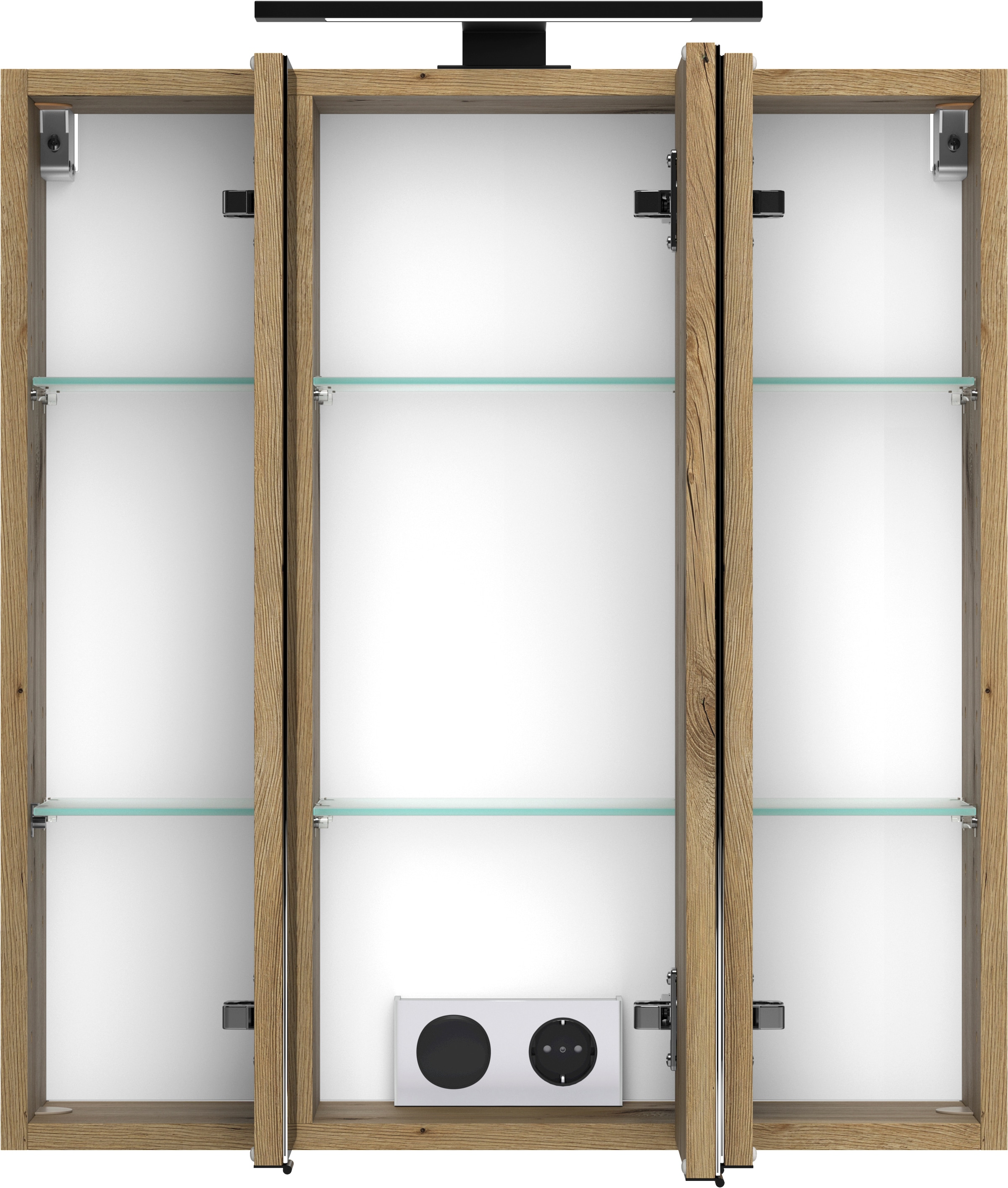 welltime Badezimmerspiegelschrank »CADIZ, gedämpfte Scharniere« Rundumsicht, dank besonderer Klapptechnik