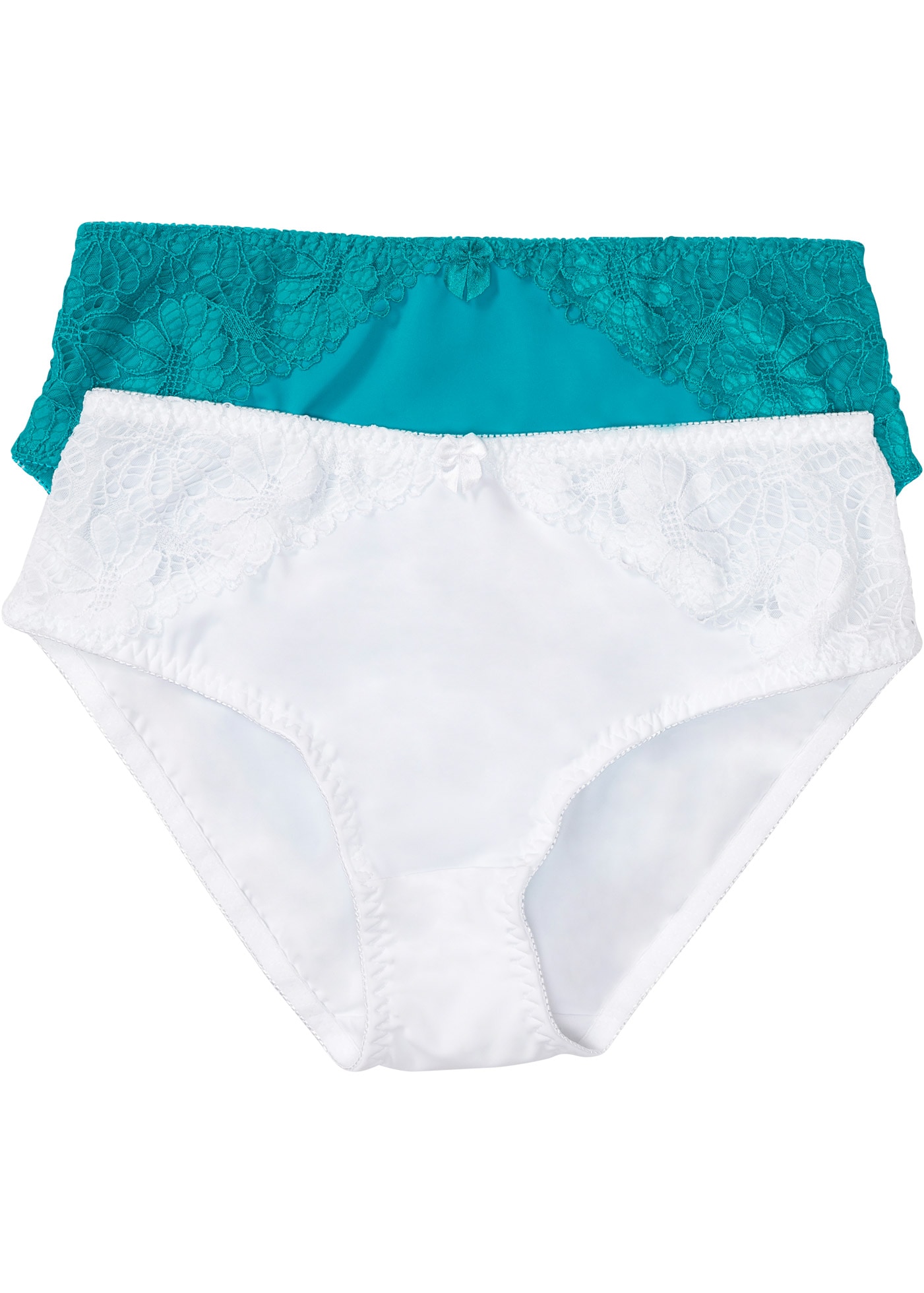 bonprix Maxislip Packung, 2 Stk. über die Hüfte geführt, mit floraler Spitze auf der Vorderseite