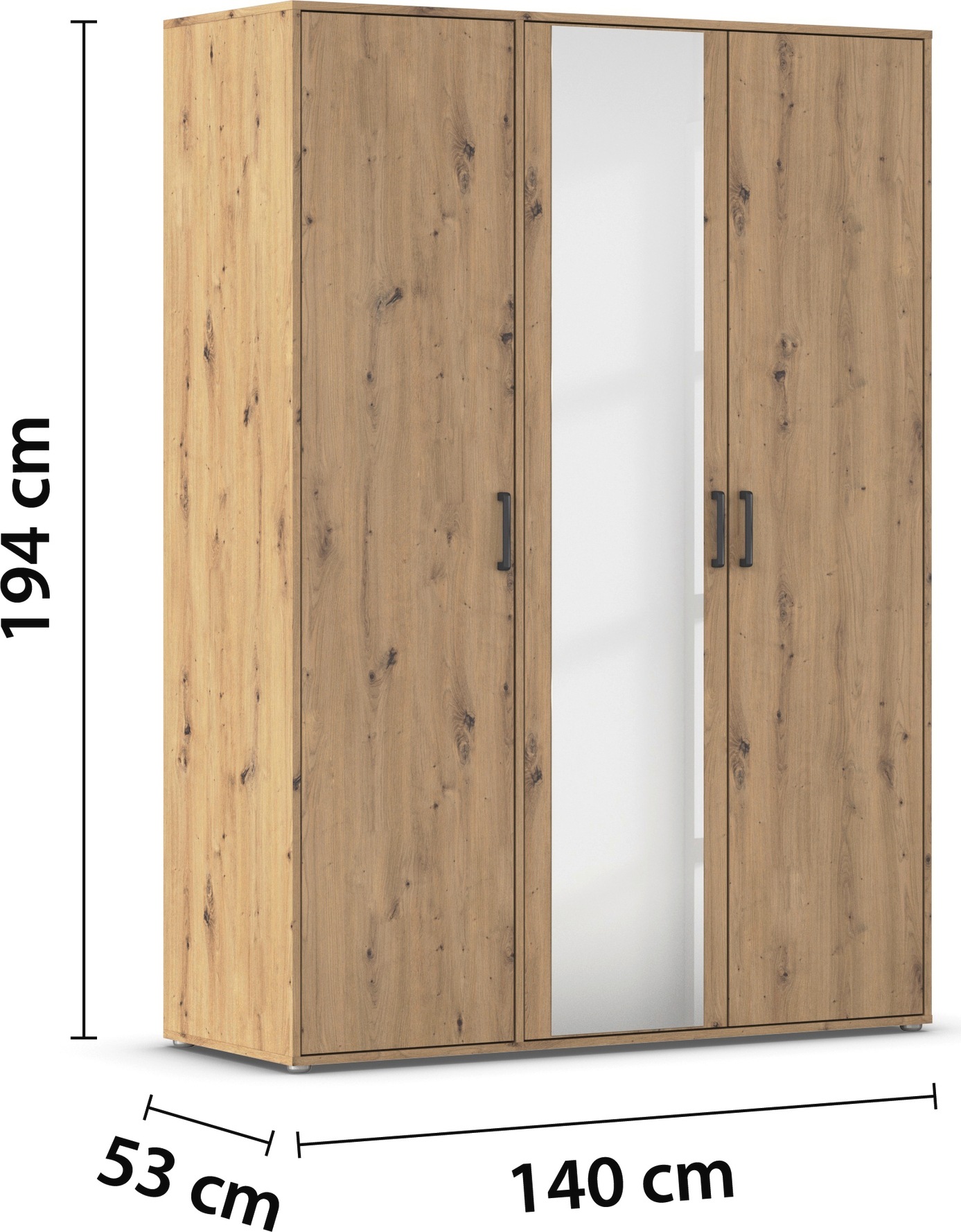 rauch Drehtürenschrank »Kleiderschrank Schrank Garderobe Wäscheschrank VOYAGER«, (in 3 verschiedenen Ausstattungen BASIC/CLASSIC/PREMIUM), mit modernen Griffen in Graumetallic und Spiegel