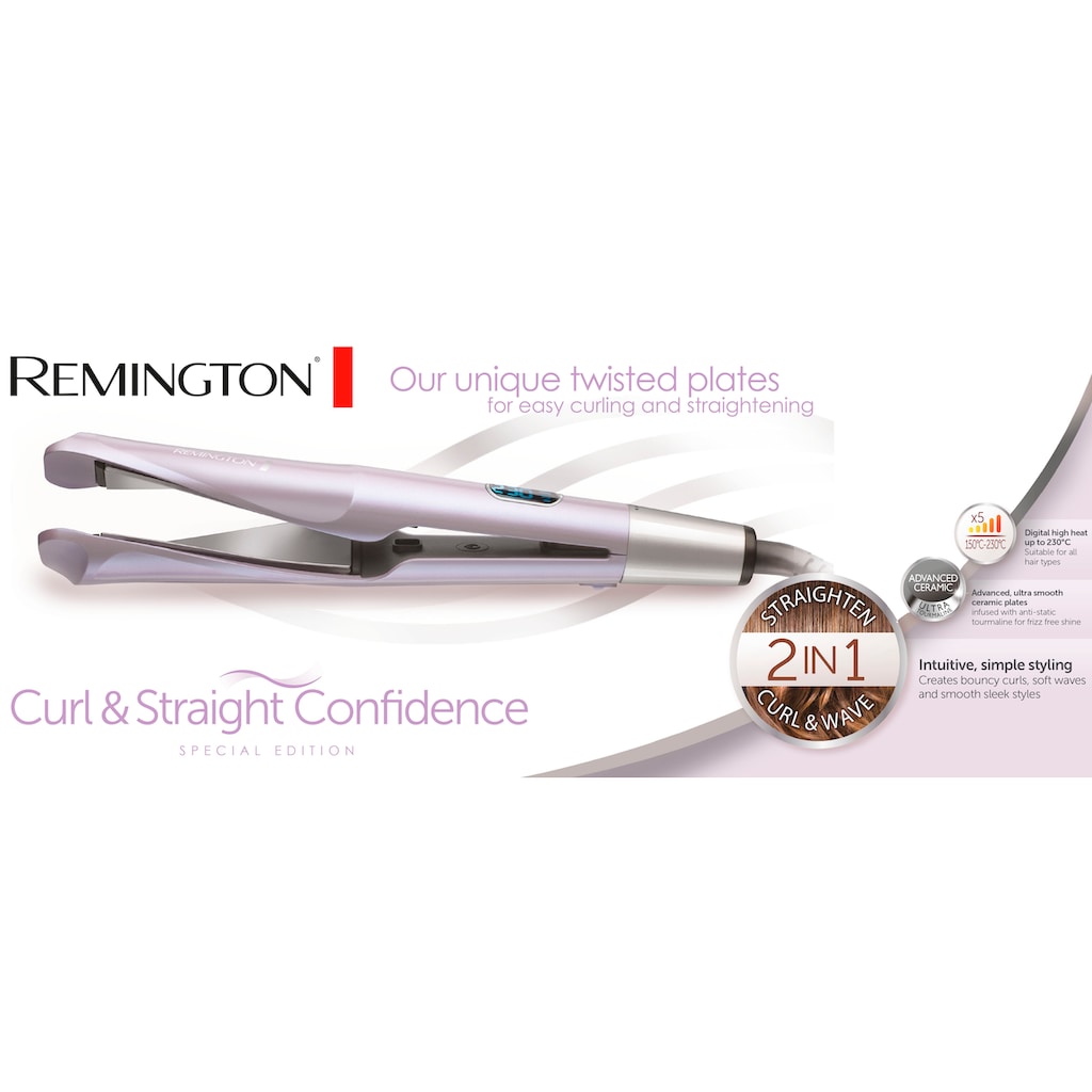 Remington Glätteisen »S6606GP Curl & Straight Confidence«, Keramik-Turmalin-Beschichtung
