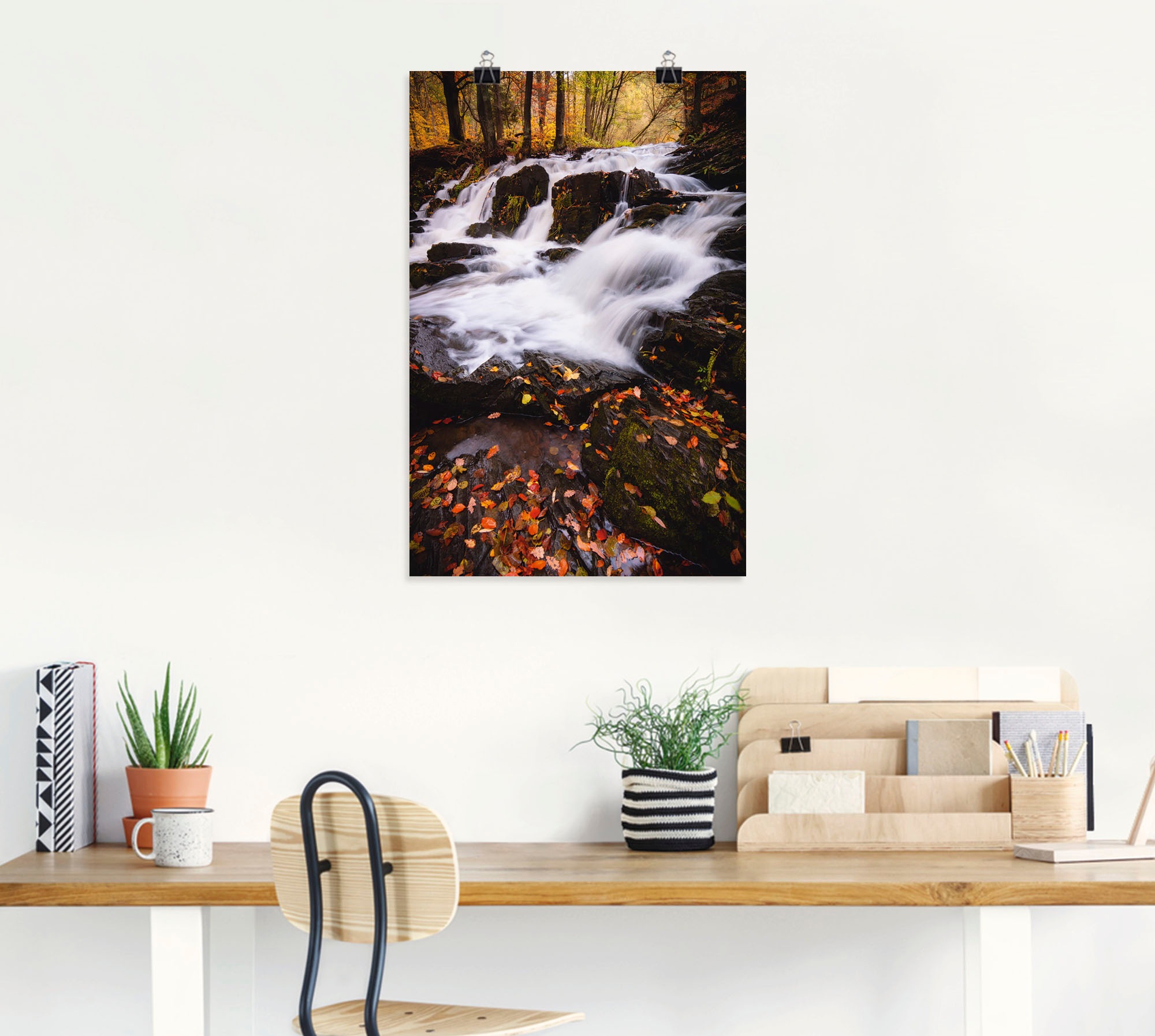 Artland Wandbild »Wasserfall im Herbst«, Wasserfallbilder, (1 St.), als Alubild, Leinwandbild, Wandaufkleber oder Poster in versch. Größen