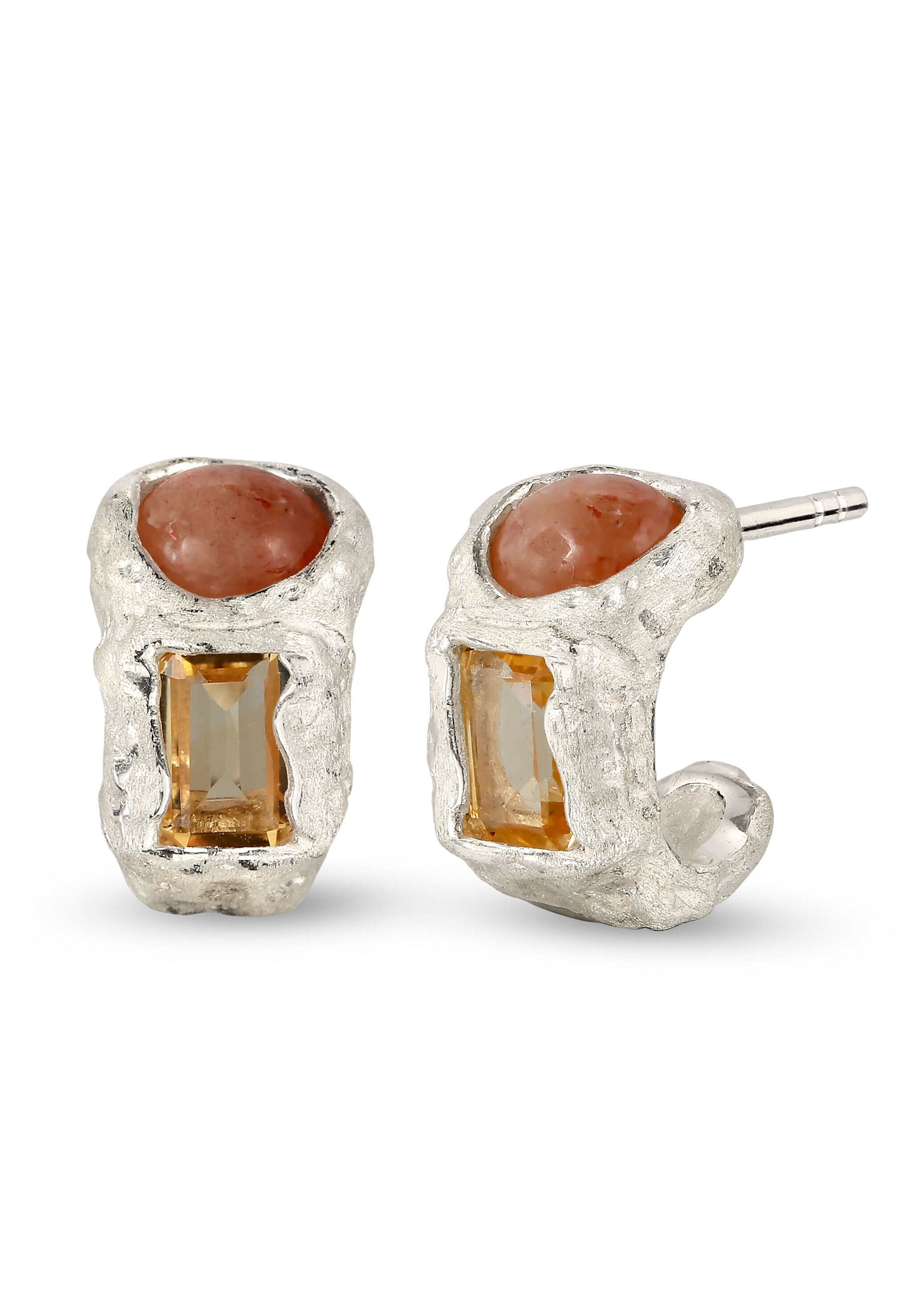 HAZE & GLORY Paar Ohrstecker »Ohrringe Creole Citrin Organic 925 Sterling Silber«