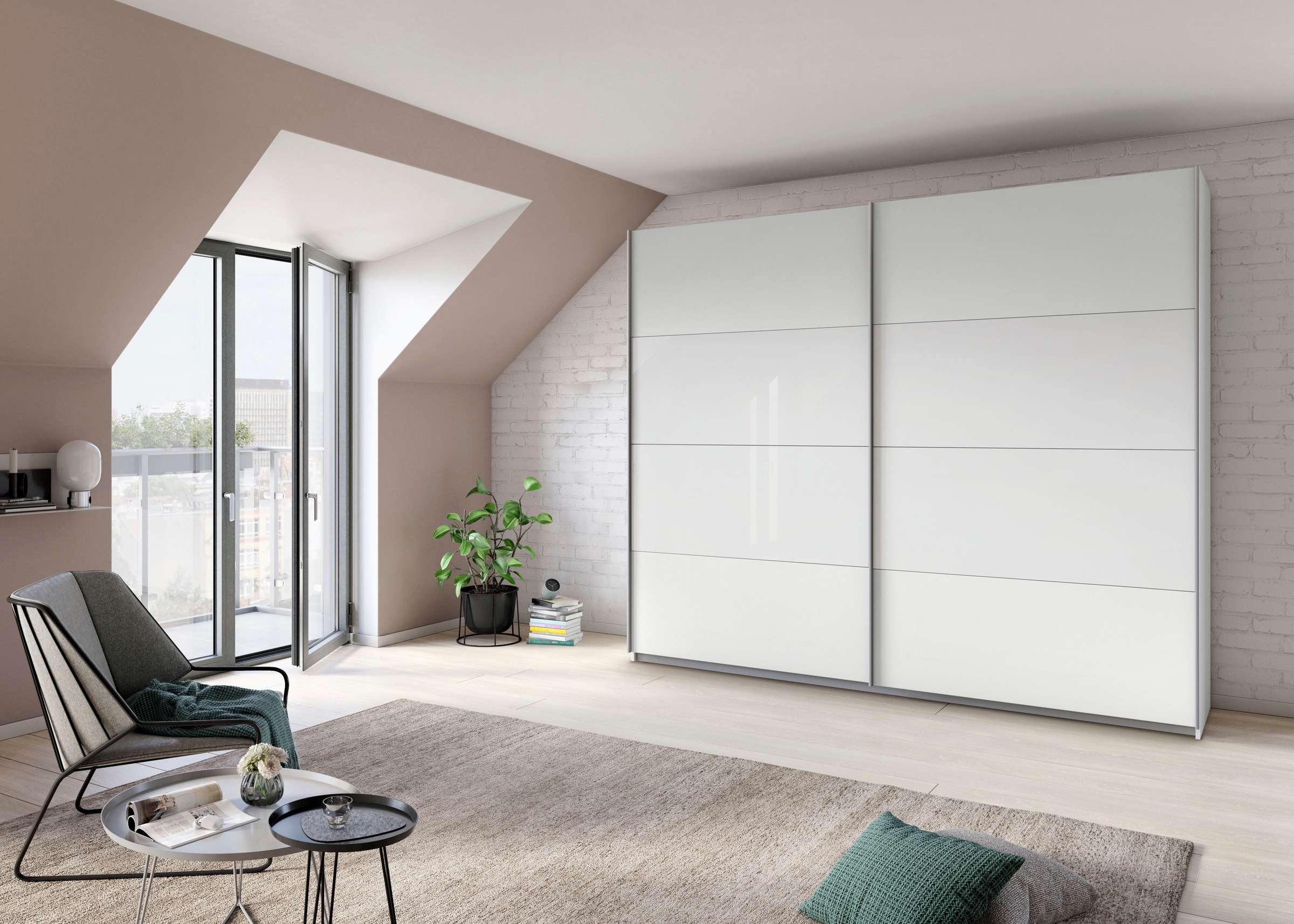 rauch Schwebetürenschrank »Quadra Bestseller Schlafzimmerschrank in vielen Breiten«, Kleiderschrank Garderobenschrank Schrank mit Glaselementen