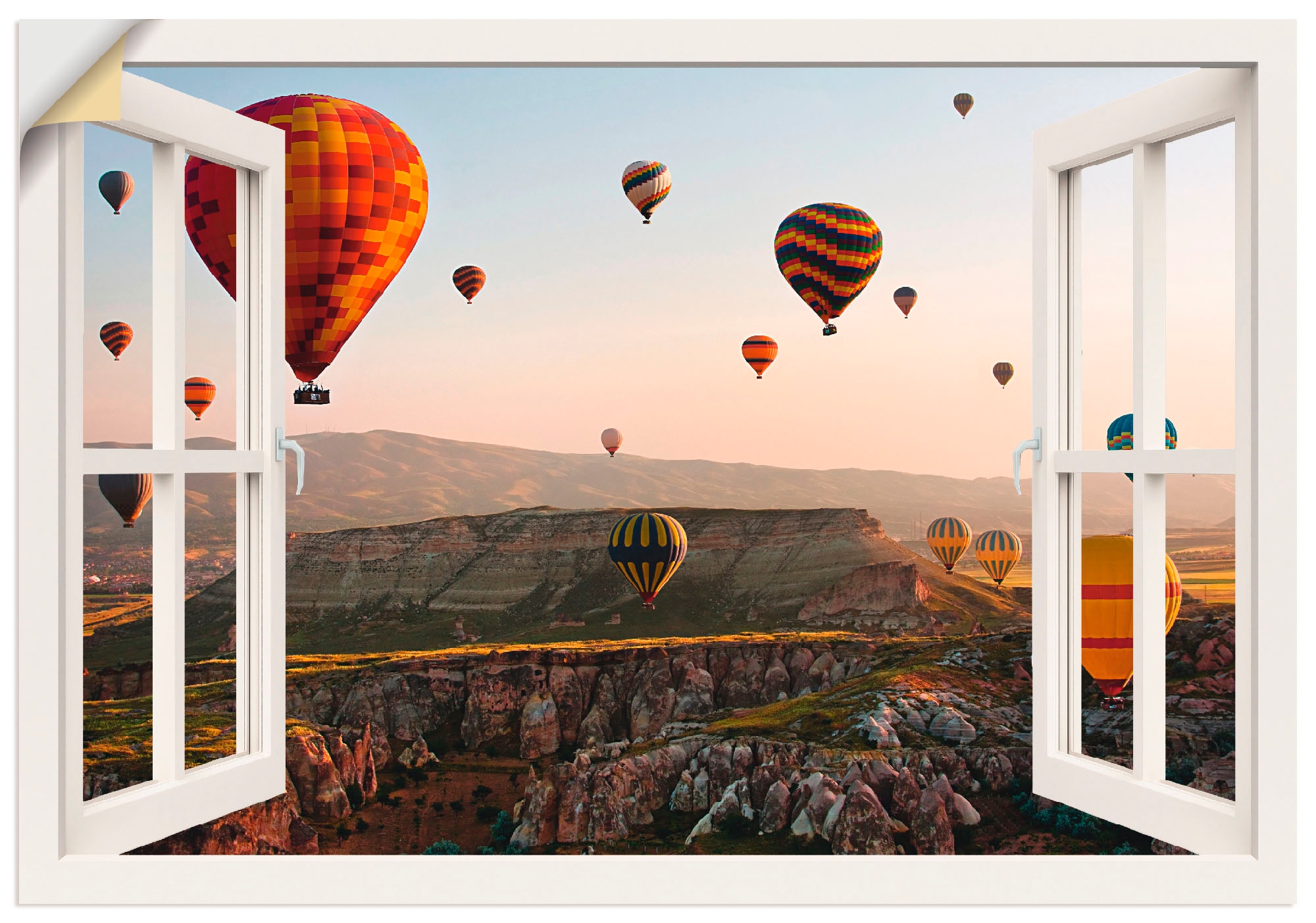 Wandbild »Fensterblick Kappadokien Ballonfahrt«, Ballonfahren, (1 St.), als Poster,...