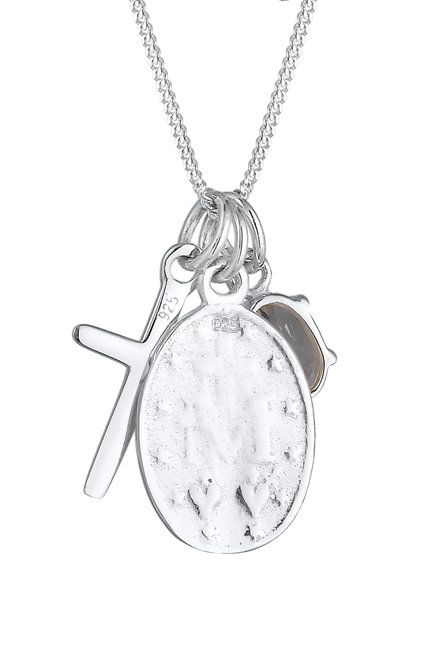 Elli Silberkette »Halskette Kreuz Marienbild Solitär Zirkonia 925 Silber«